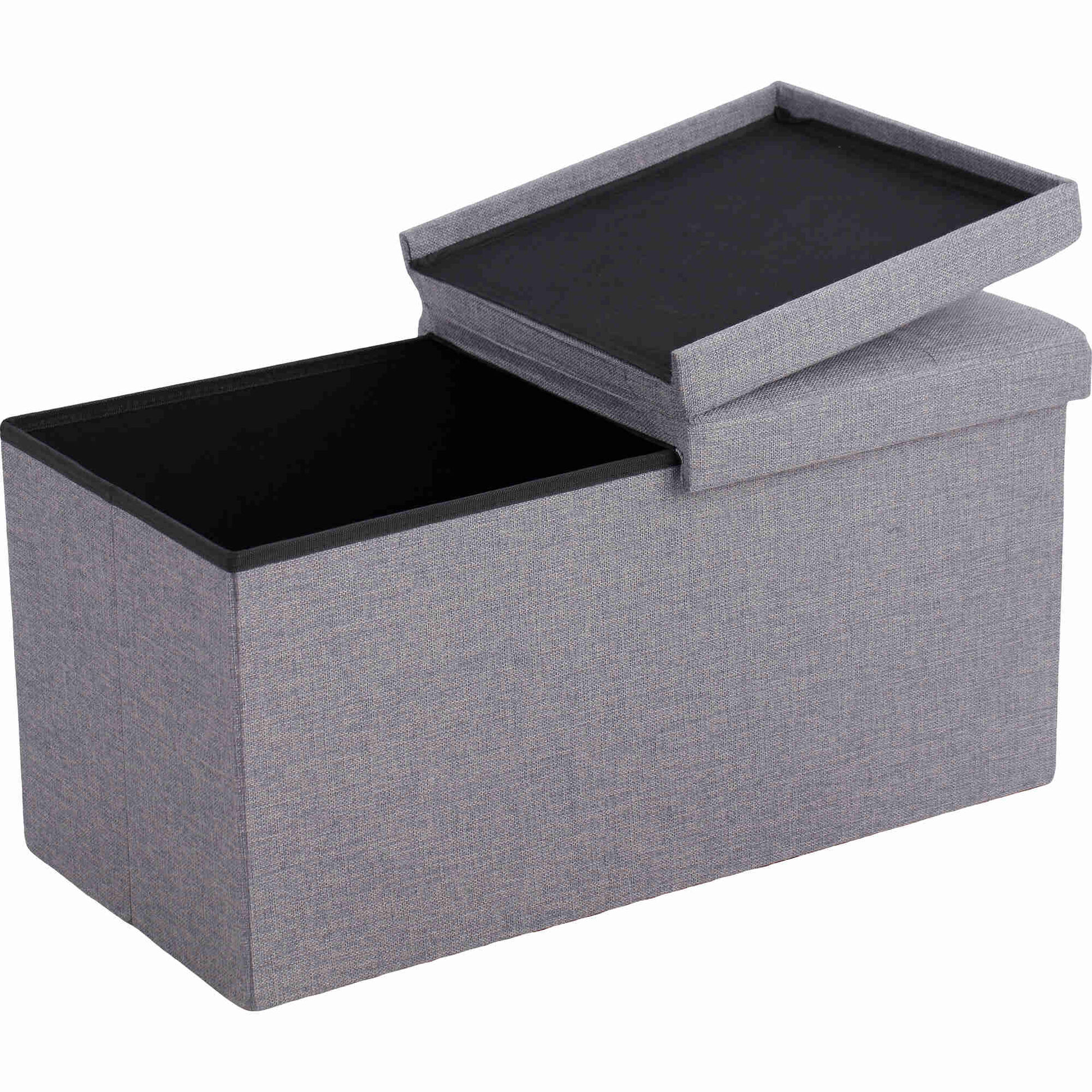 Banco de Arruma&ccedil;&atilde;o com Tampa 76x38x38cm Cinza Bazar&atilde;o