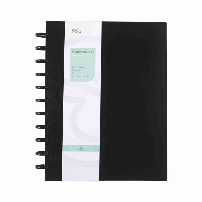 Caderno Smart Espiral A4 Pautado Preto Talia