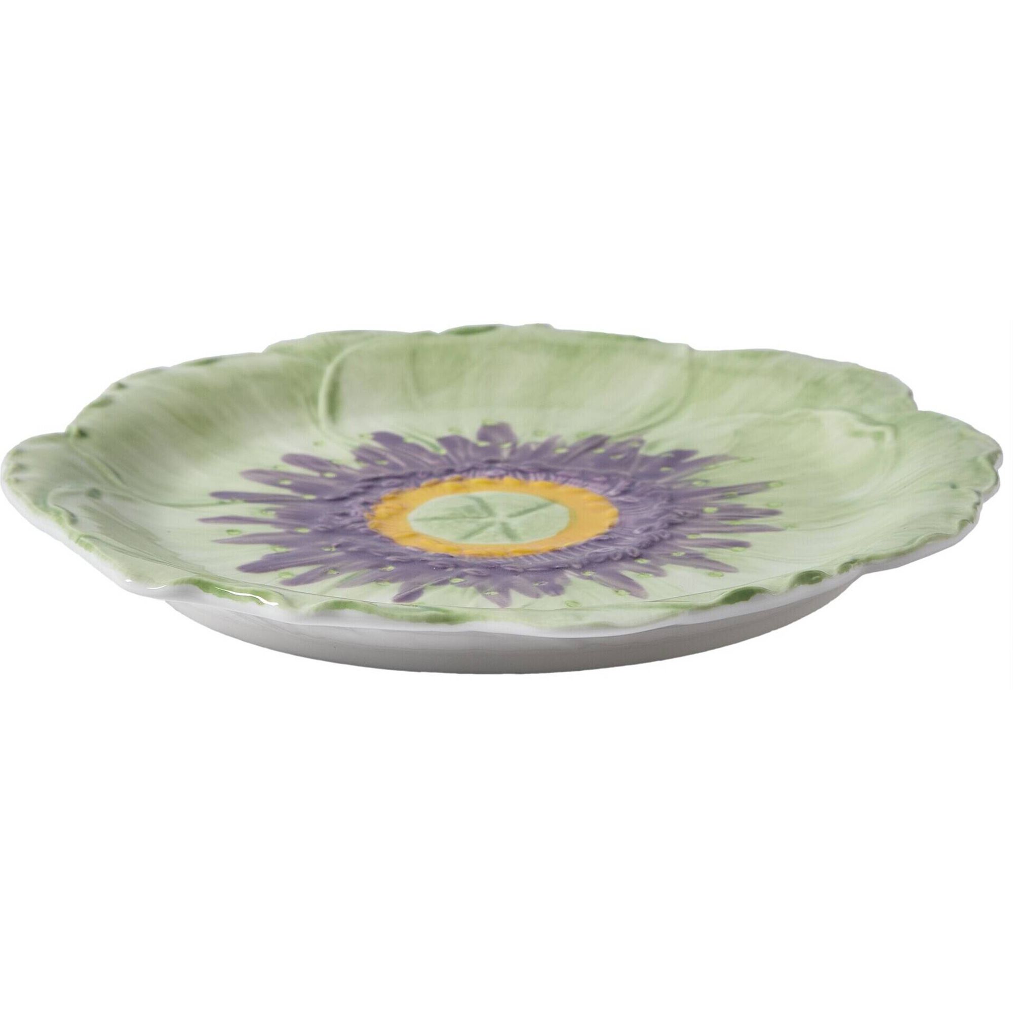 Prato 21cm Flor Verde com Centro Lil&aacute;s Kasa