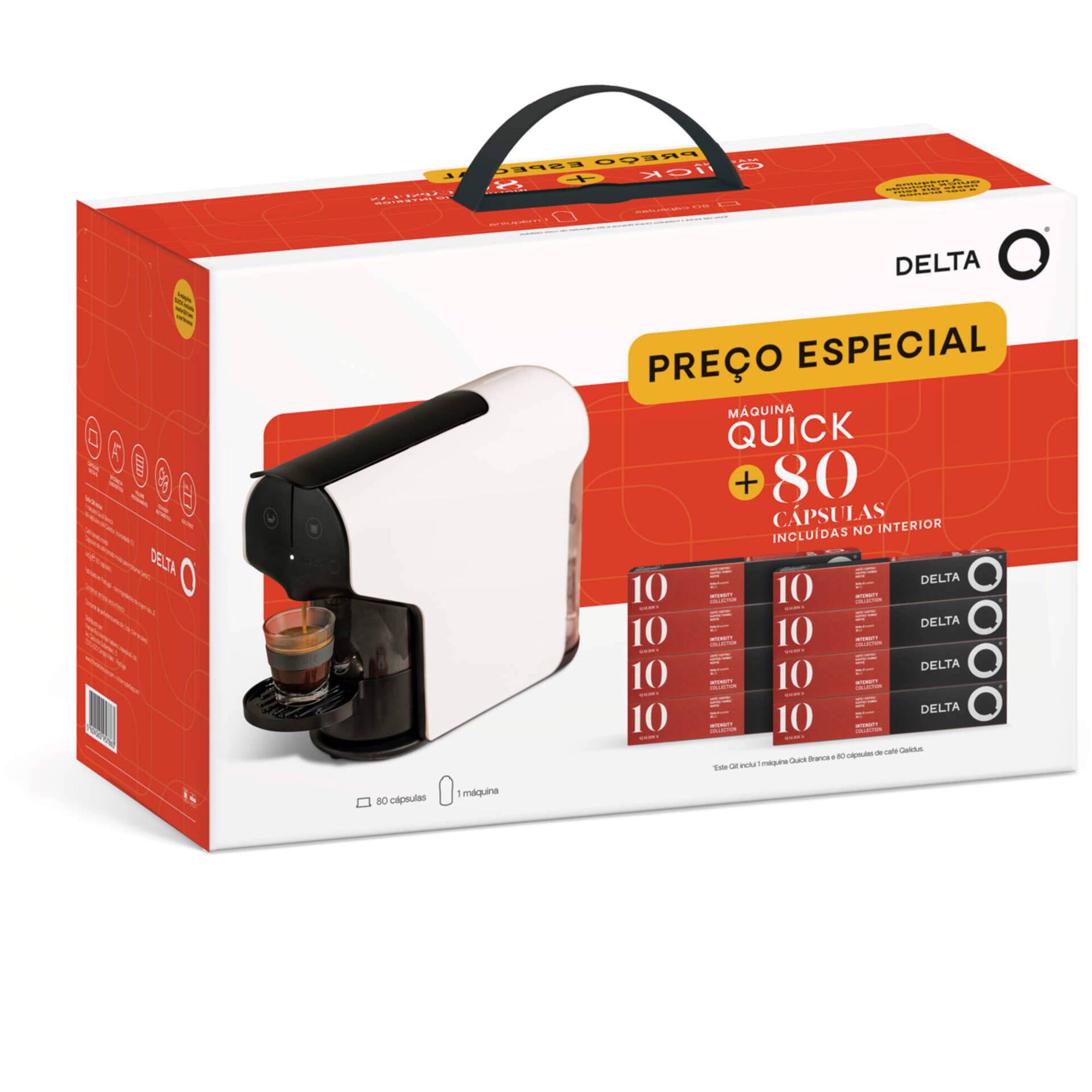 M&aacute;quina de Caf&eacute; Quick + C&aacute;psulas de Caf&eacute; Qalidus Int 10 Delta Q