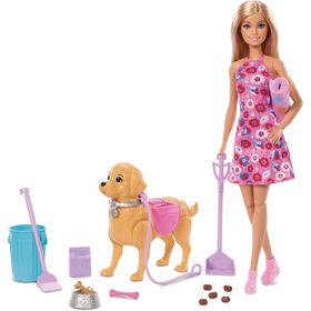 Barbie - Boneca Malibu com C&atilde;ozinho que Anda & faz Xixi e Acess&oacute;rios