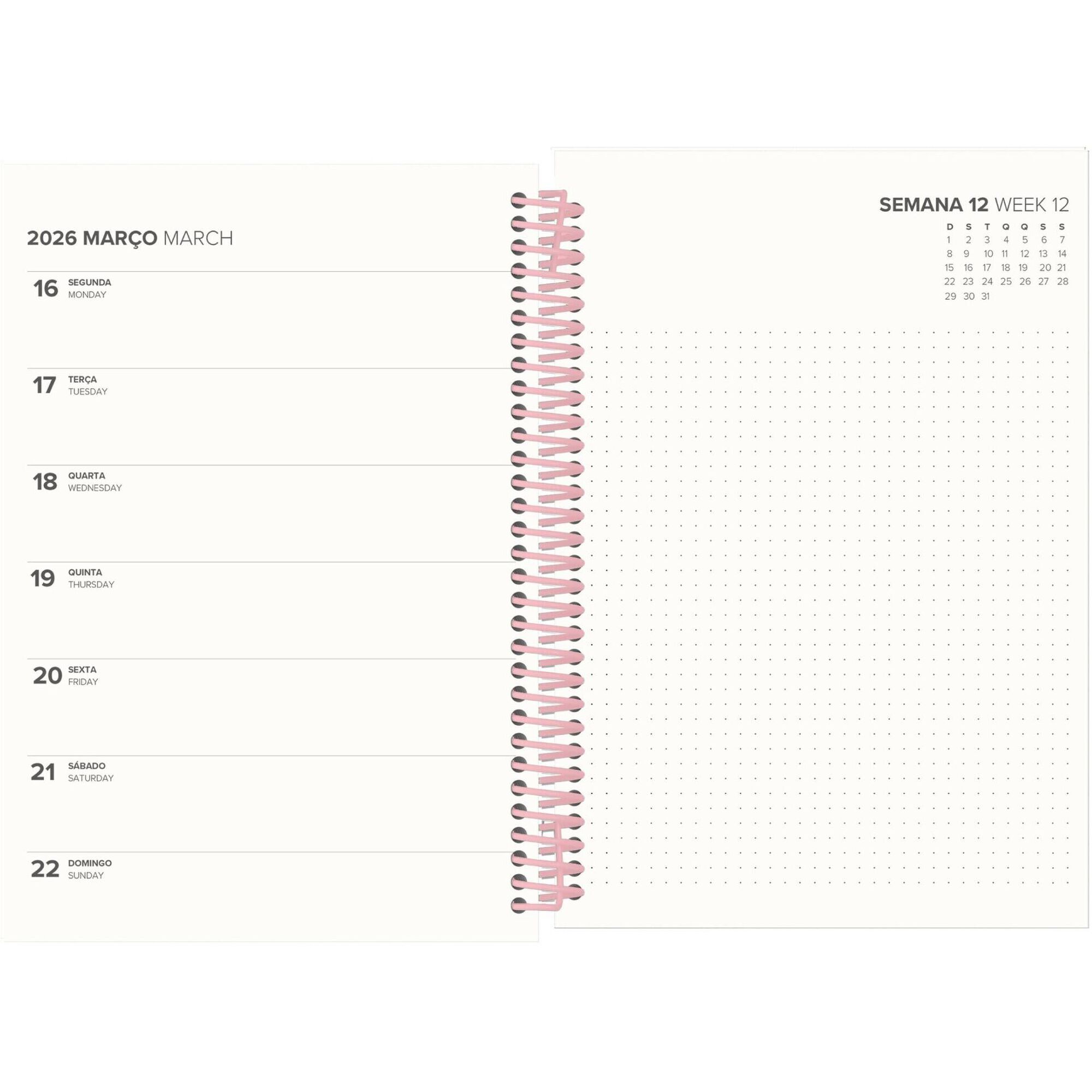 Agenda A5 2026 Espiral 12 Meses (várias cores)