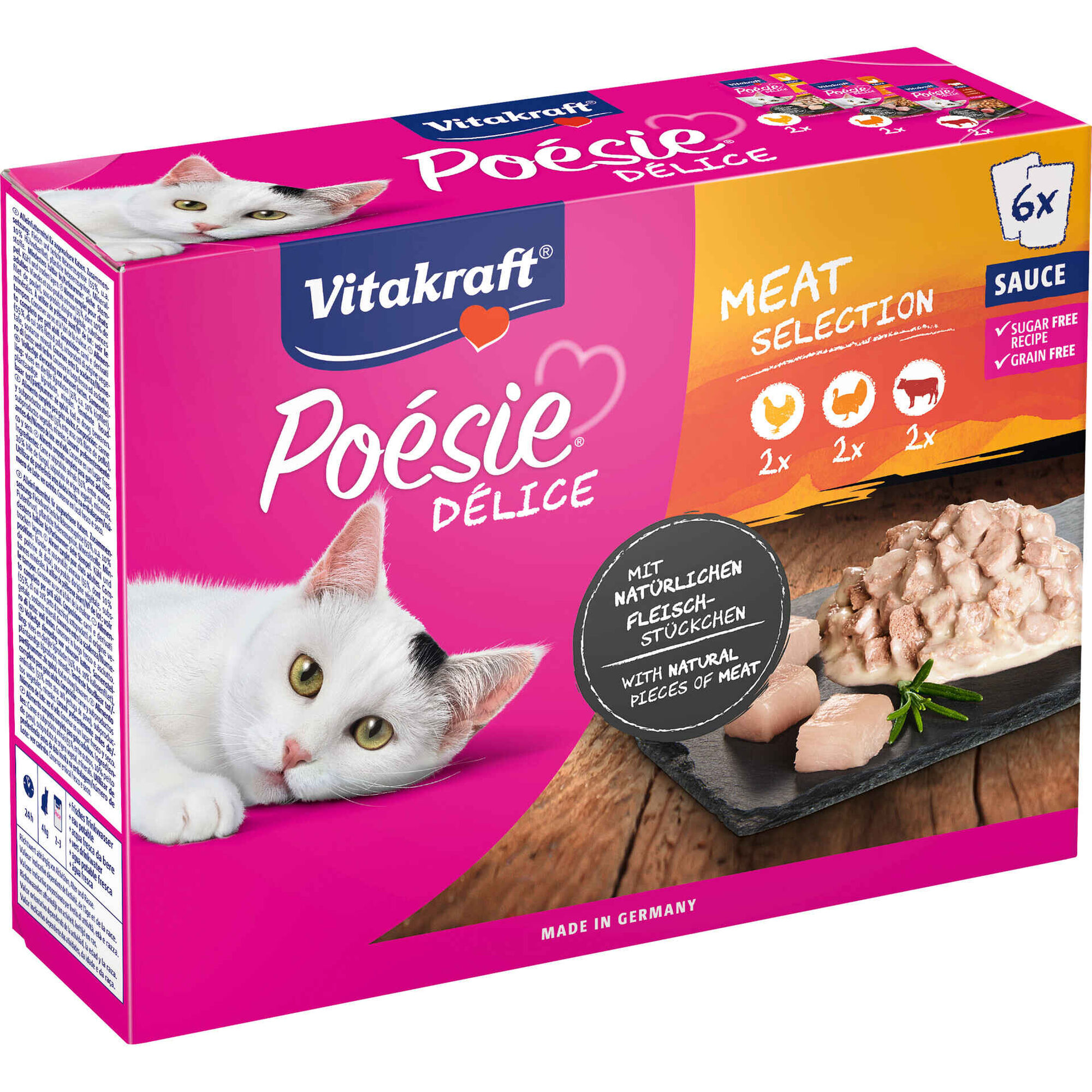 Comida H&uacute;mida para Gato Adulto Po&eacute;sie D&eacute;lice Carne Vitakraft