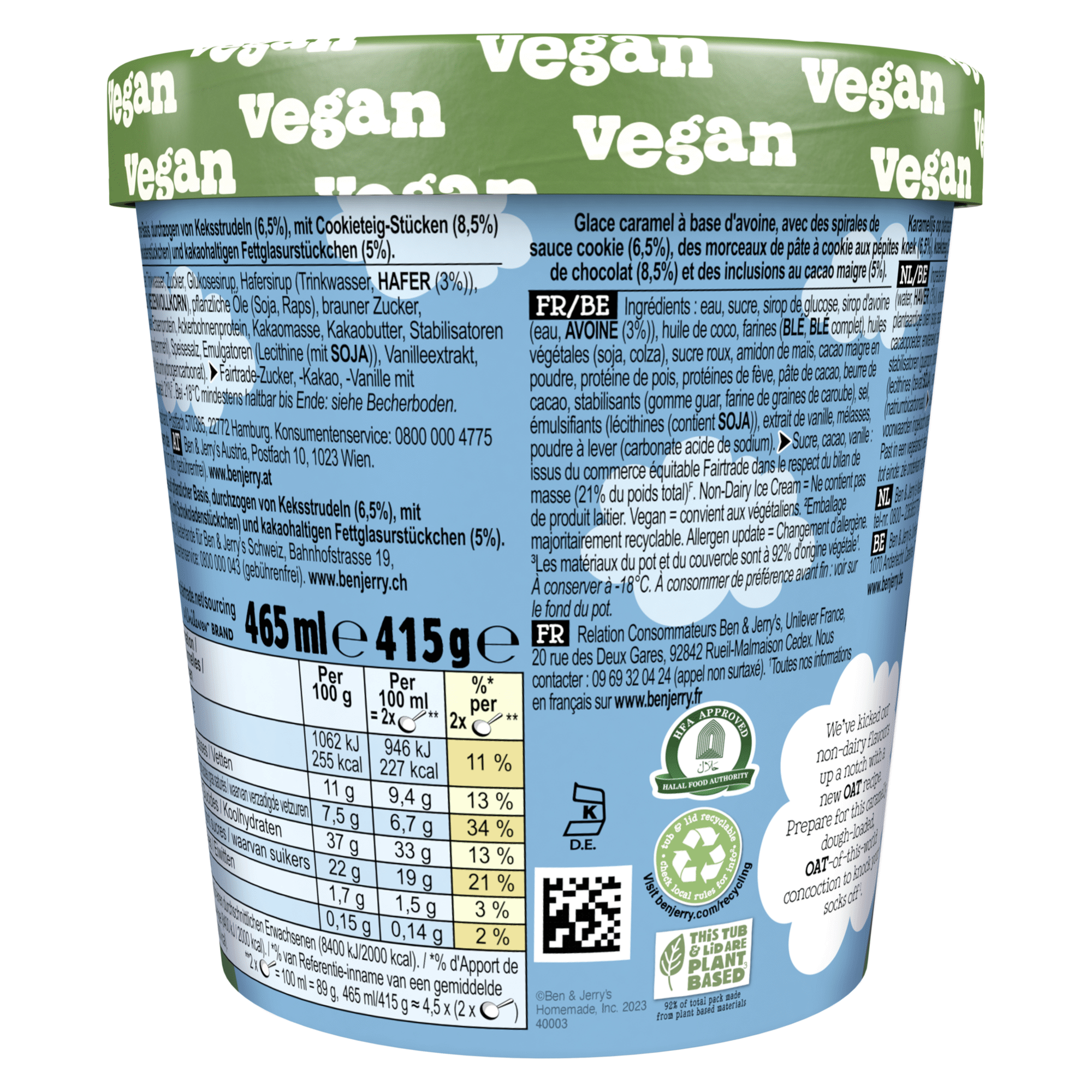 Gelado Cookies com Cookie Dough Vegan sem Lactose Gelado Cookies com Cookie Dough Vegan sem Lactose