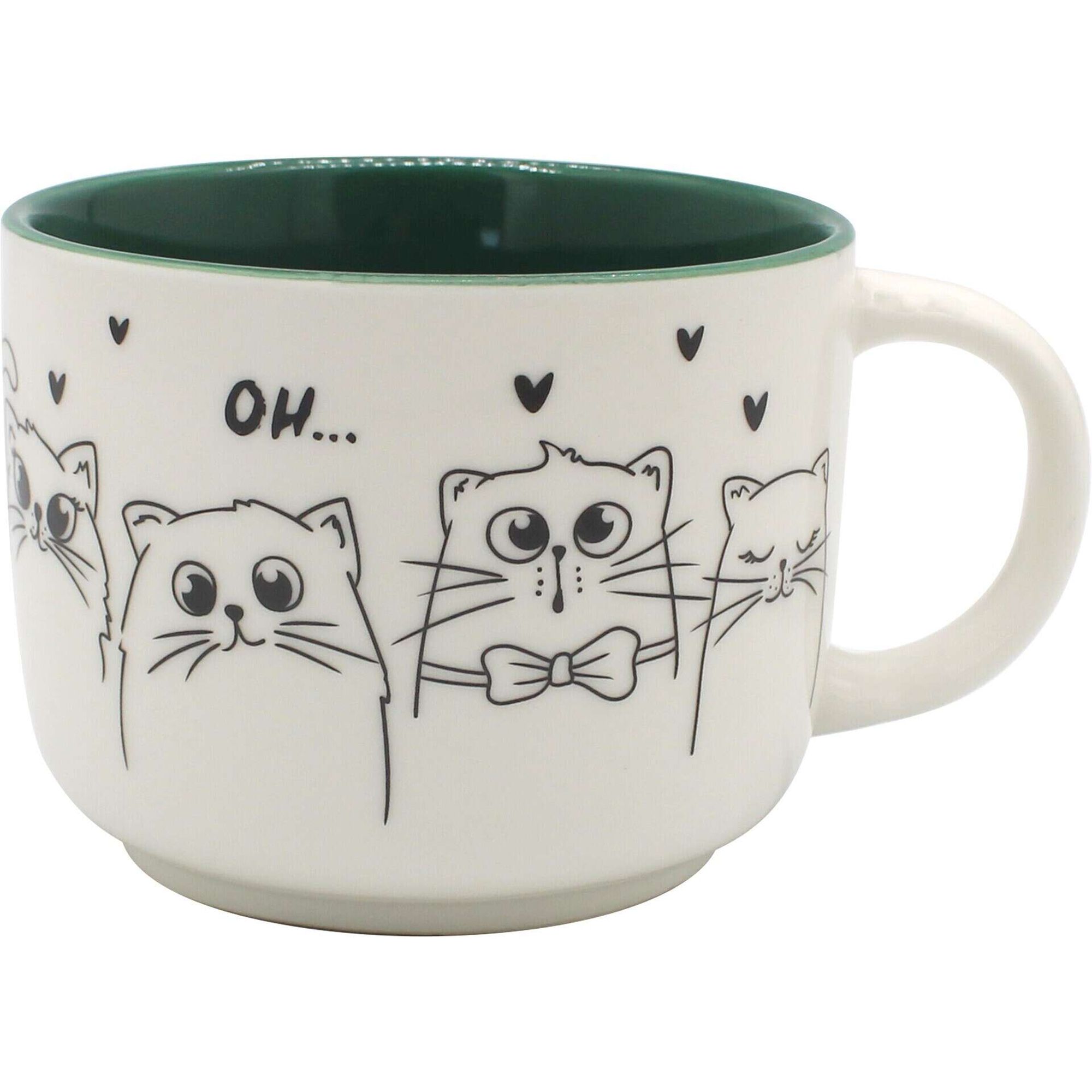 Caneca 400ml Gatos Verde