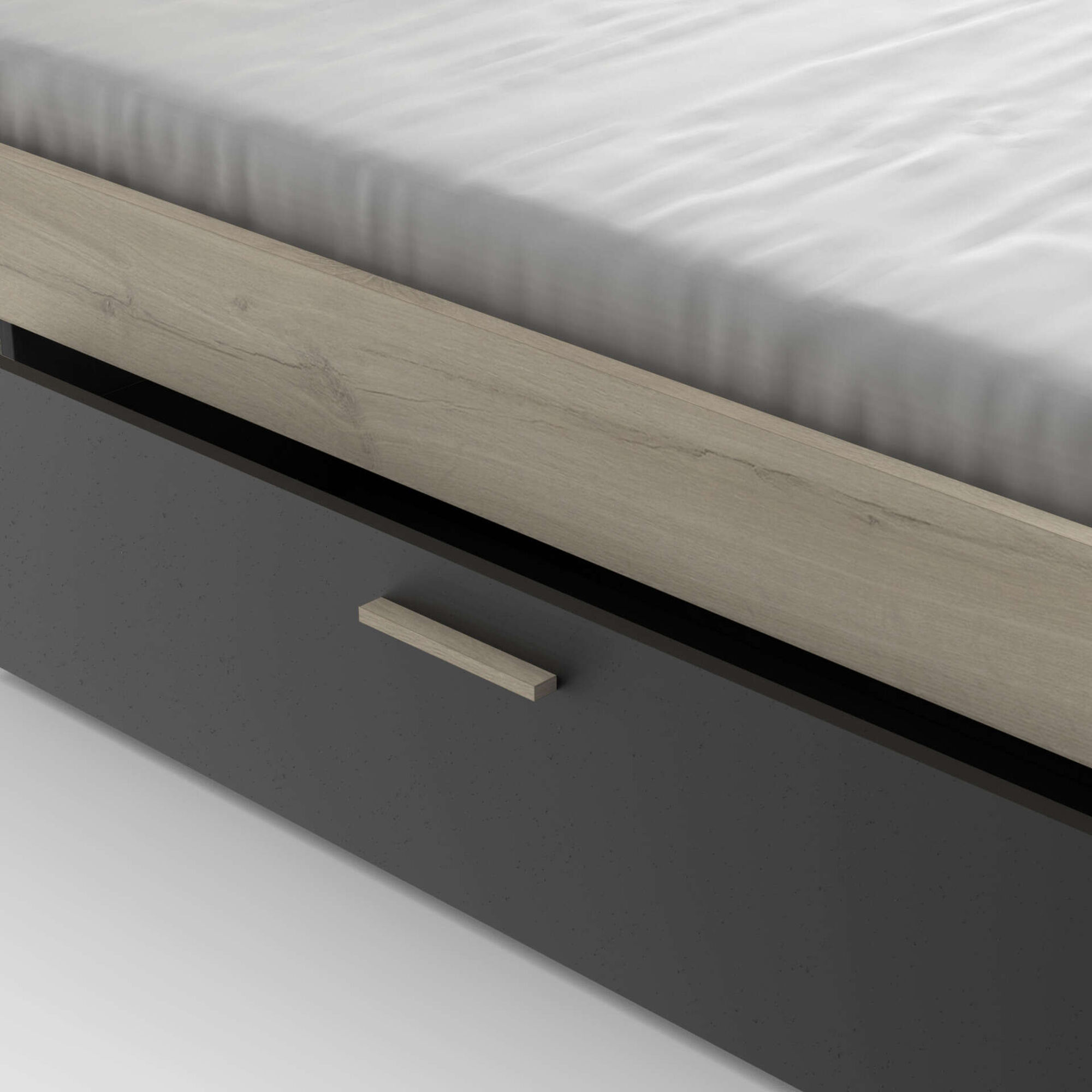 Cama Casal com 4 Gavetas 145x231x113cm Preta e Carvalho Life