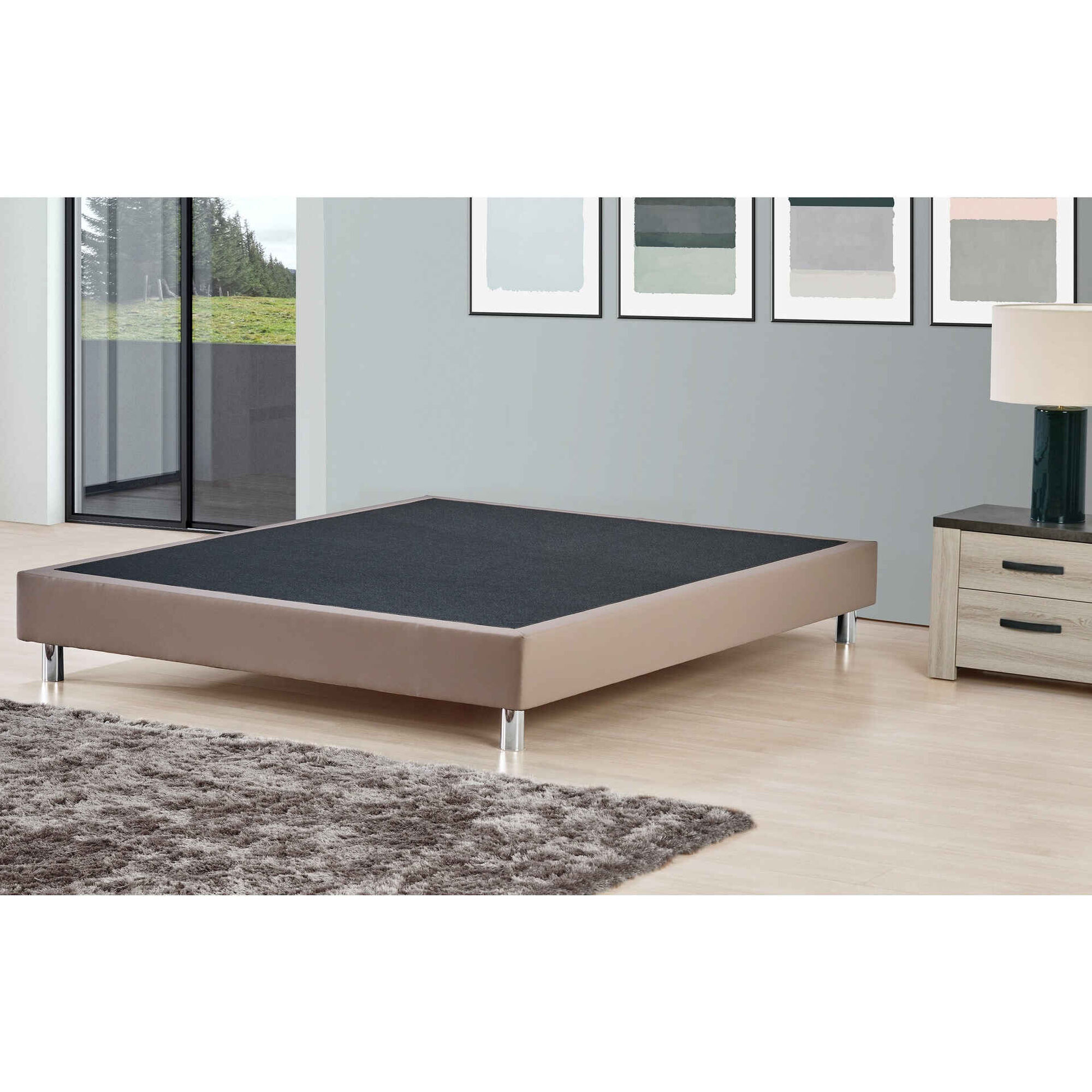 Sommier Fixo Estofado Casal Castanho Summer Atlantis