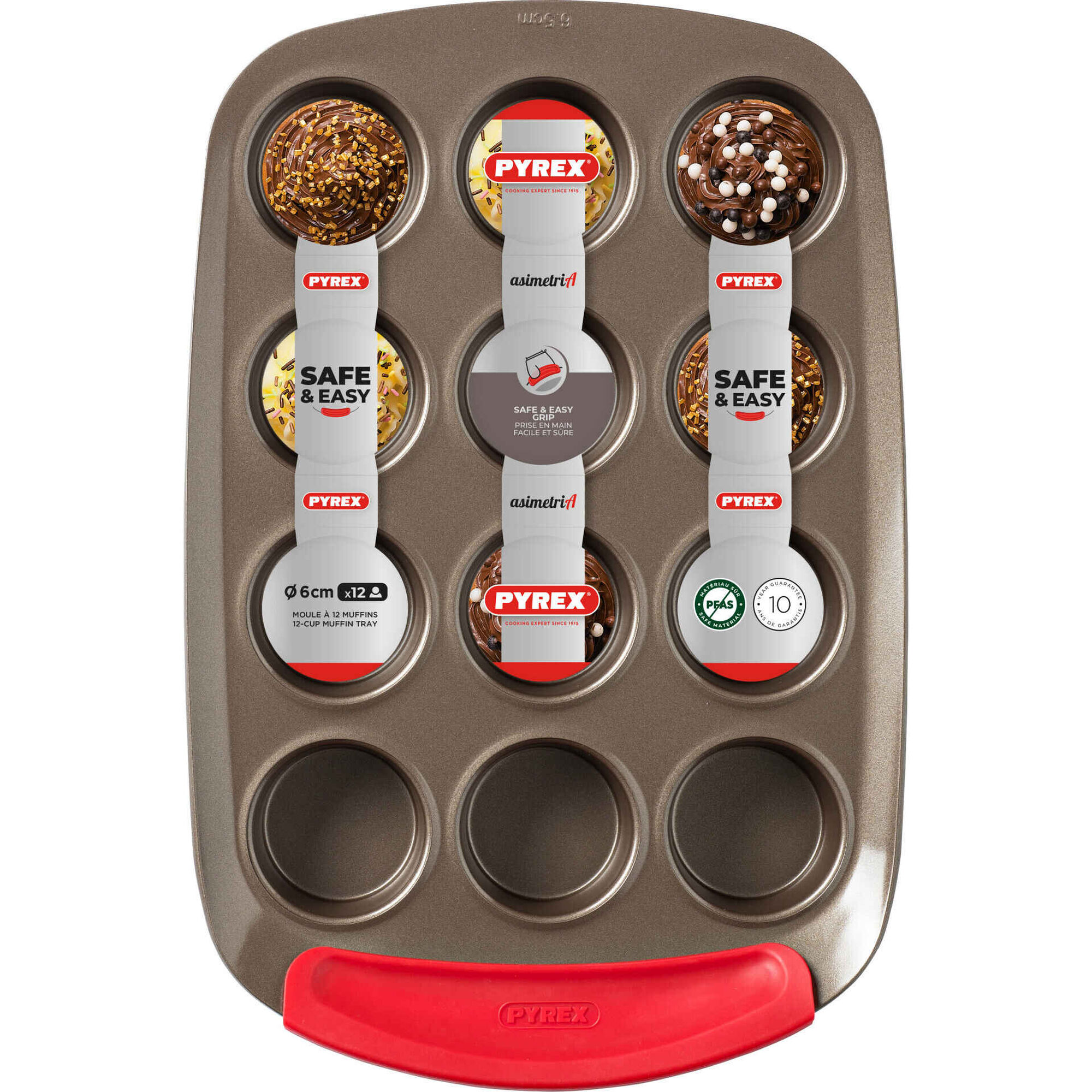 Forma 12 Muffins Metal Castanho Asimetria Pyrex