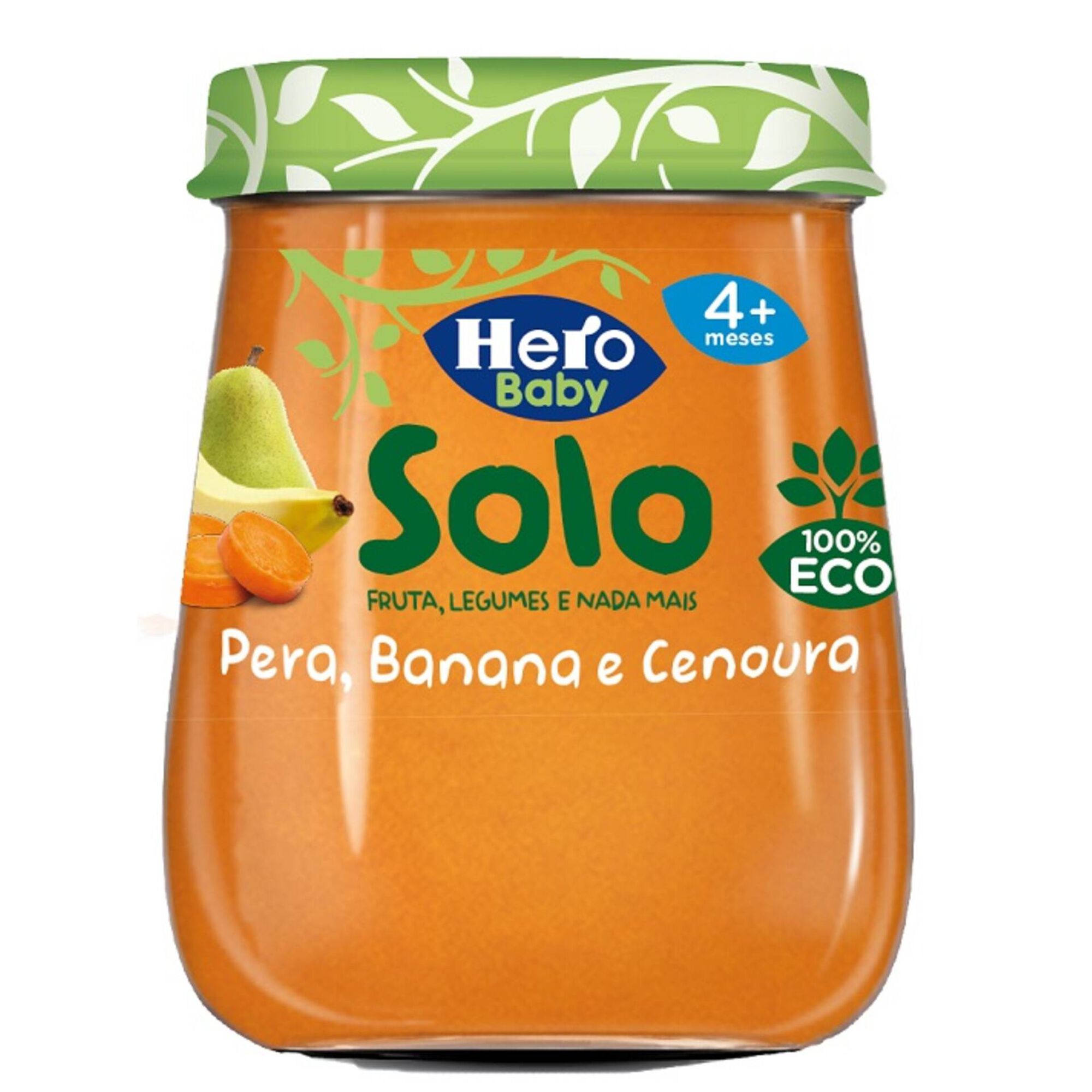 Boião de Fruta Pera, Banana e Cenoura +4M