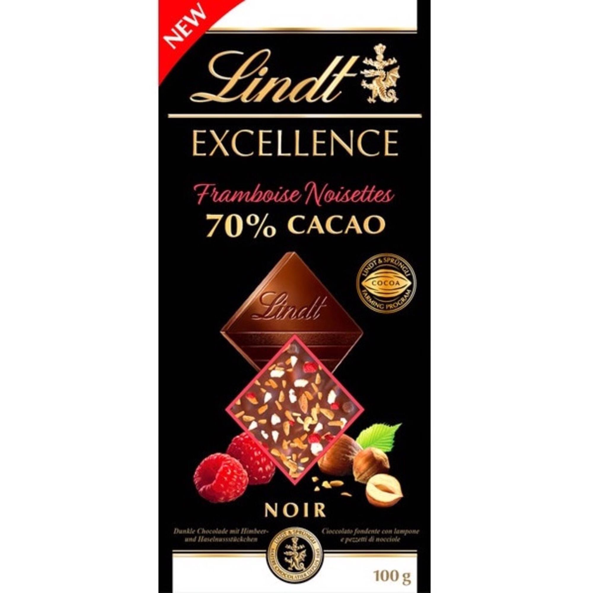 Tablete de Chocolate Framboesa e Avelã Excellence 70% Cacau