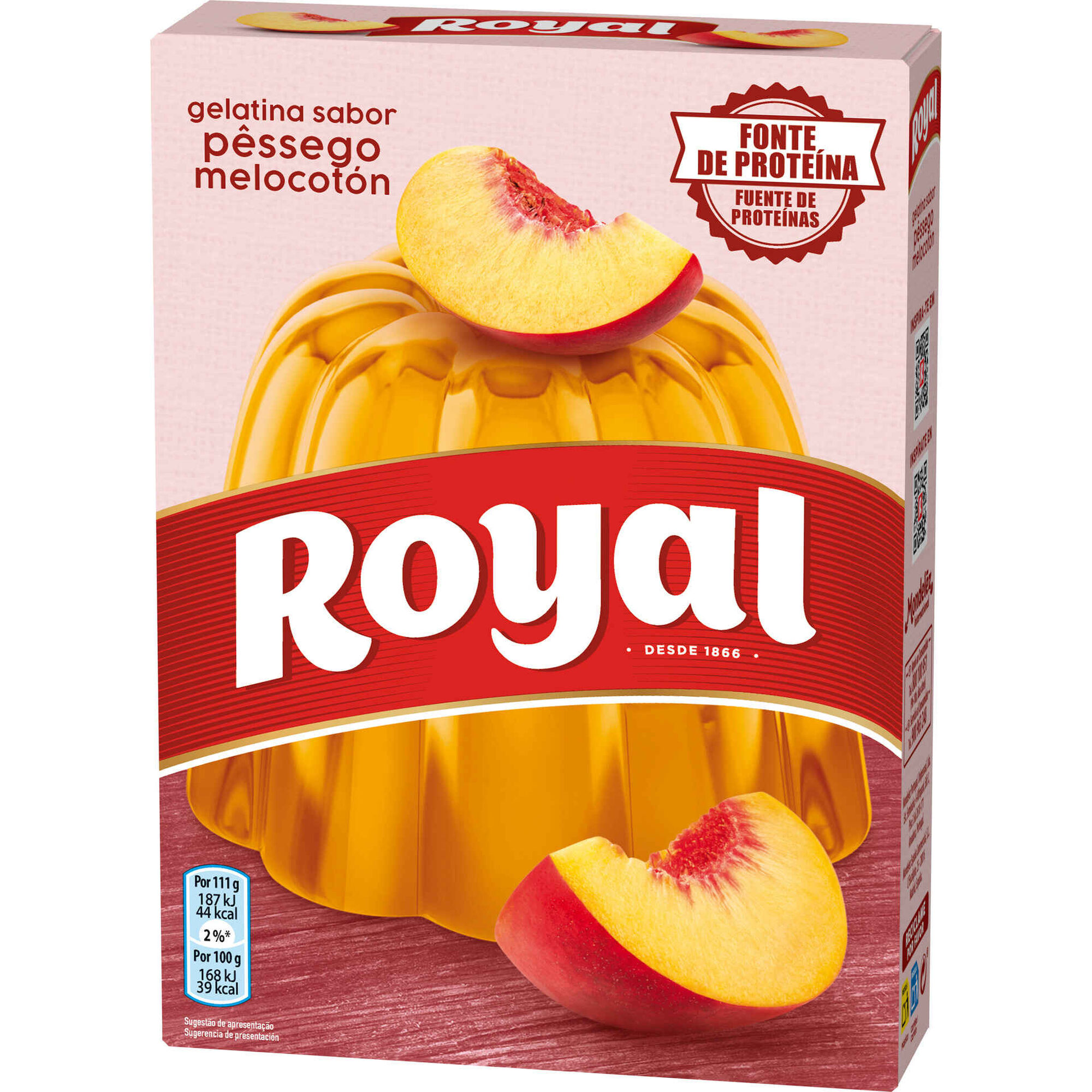 Gelatina em P&oacute; de P&ecirc;ssego Royal