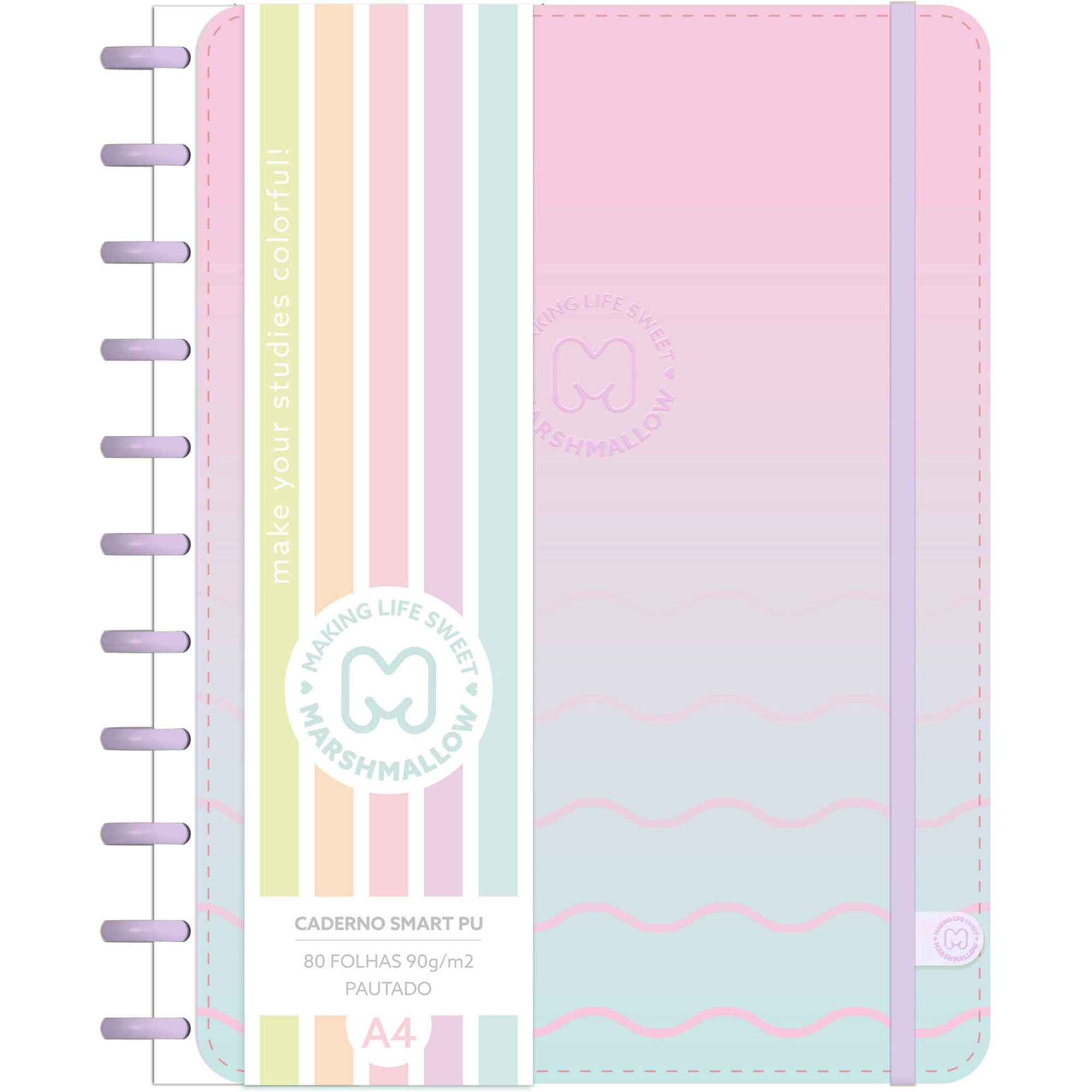 Caderno Smart Espiral A4 Pautado (v&aacute;rias cores) Marshmallow