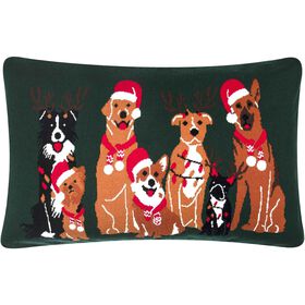 Almofada 30x50cm Tricotada Vermelha com 3 &Aacute;rvores