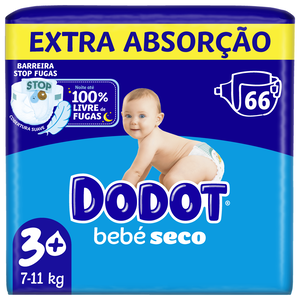 Fraldas Bebé Seco Extra 7-11kg T3+ Dodot
