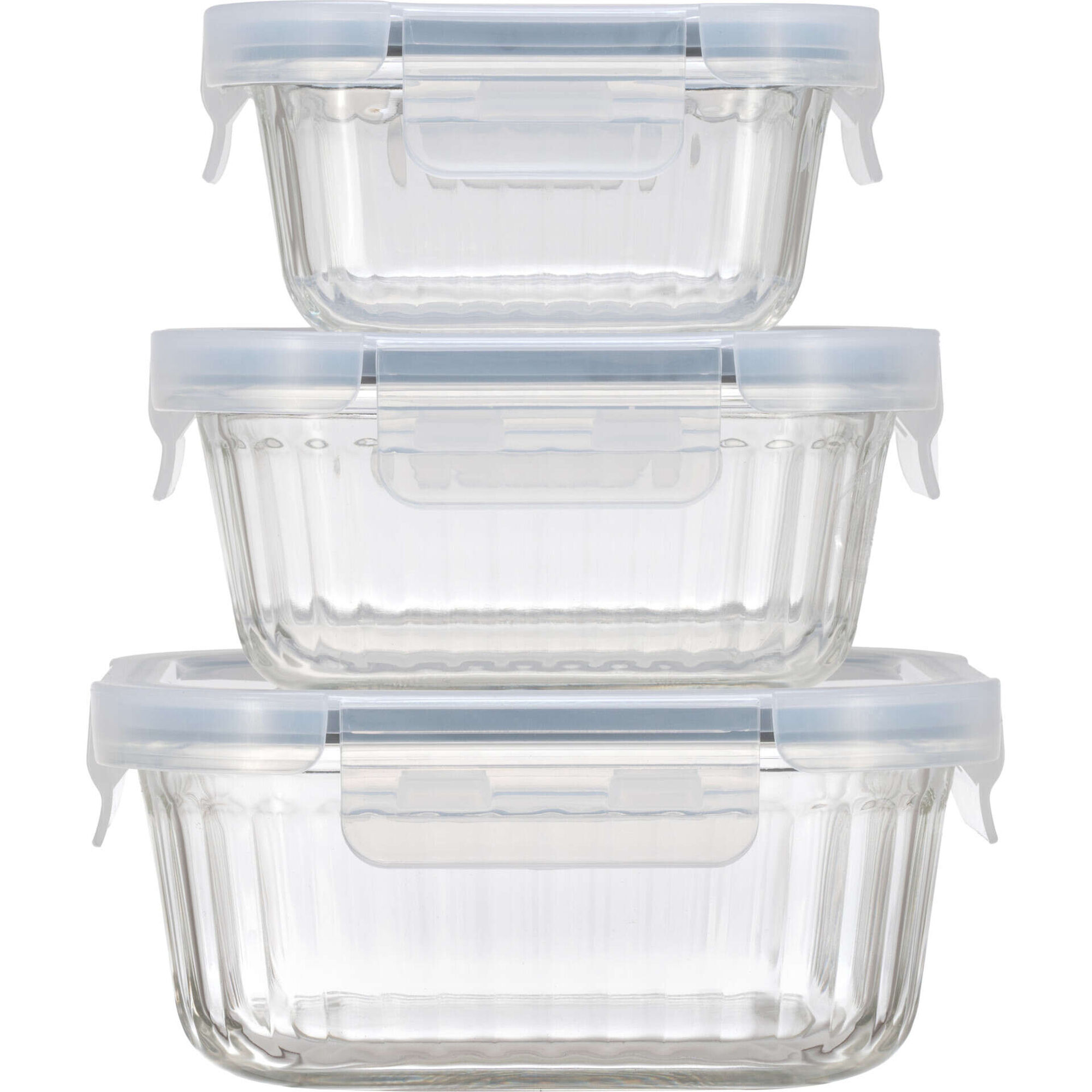 Conjunto de 3 Caixas Vidro 15,6x15,6cm Herméticas