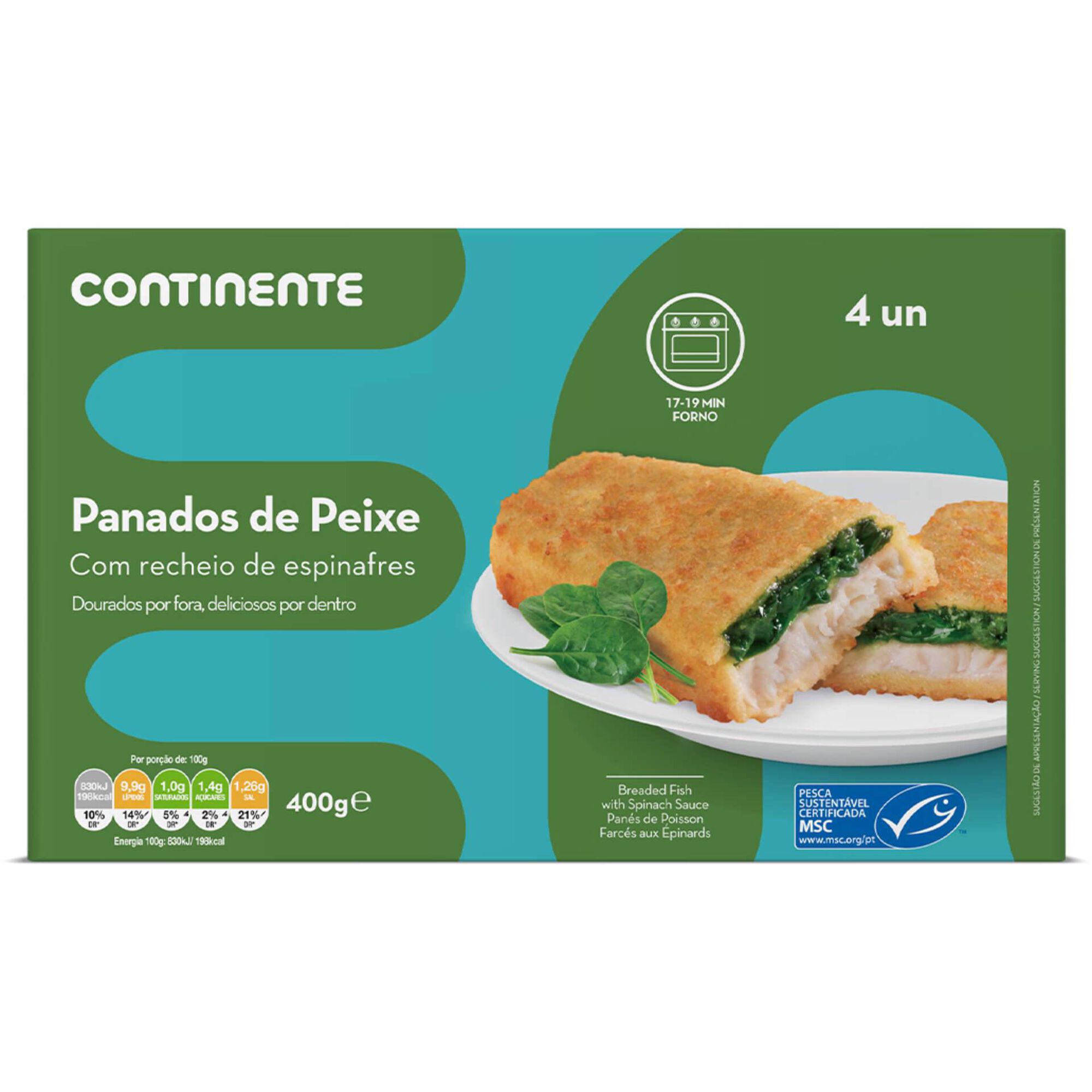 Filetes de Peixe Panados com Recheio de Espinafres