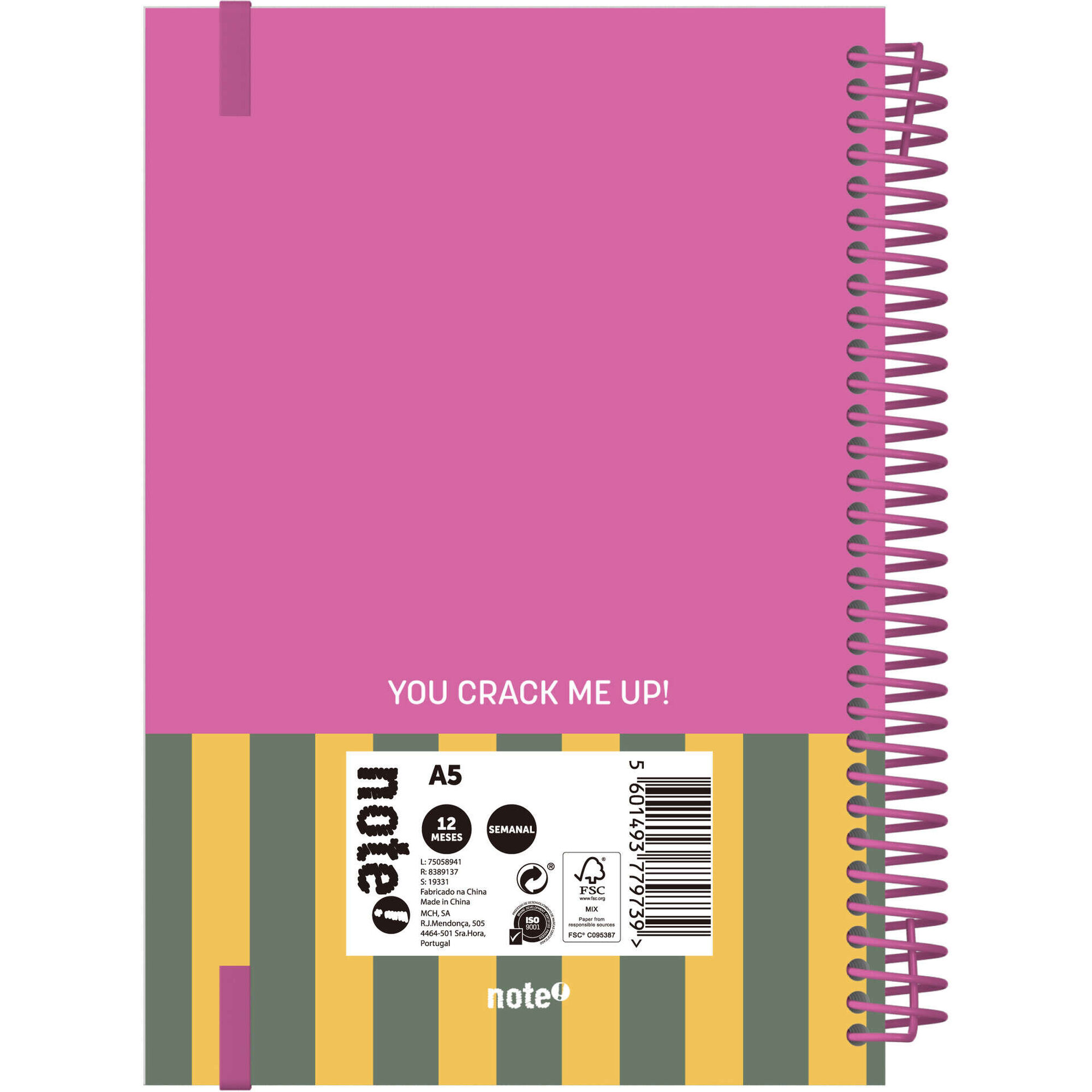 Agenda A5 2026 Espiral 12 Meses (várias cores)