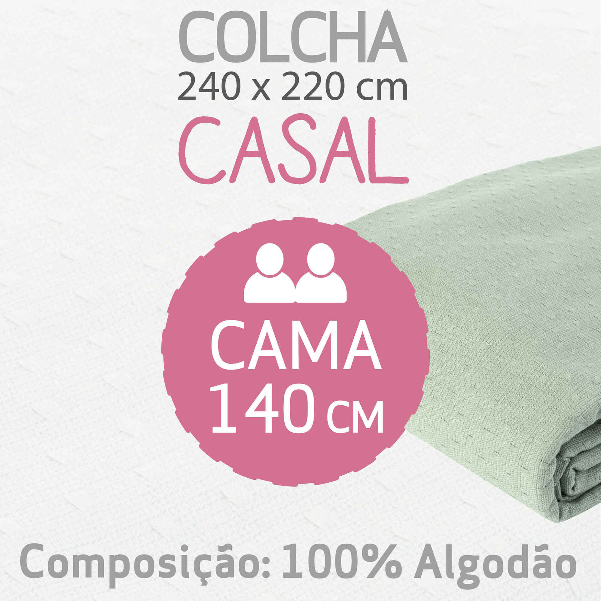 Colcha Algod&atilde;o 260x240cm Verde Kasa
