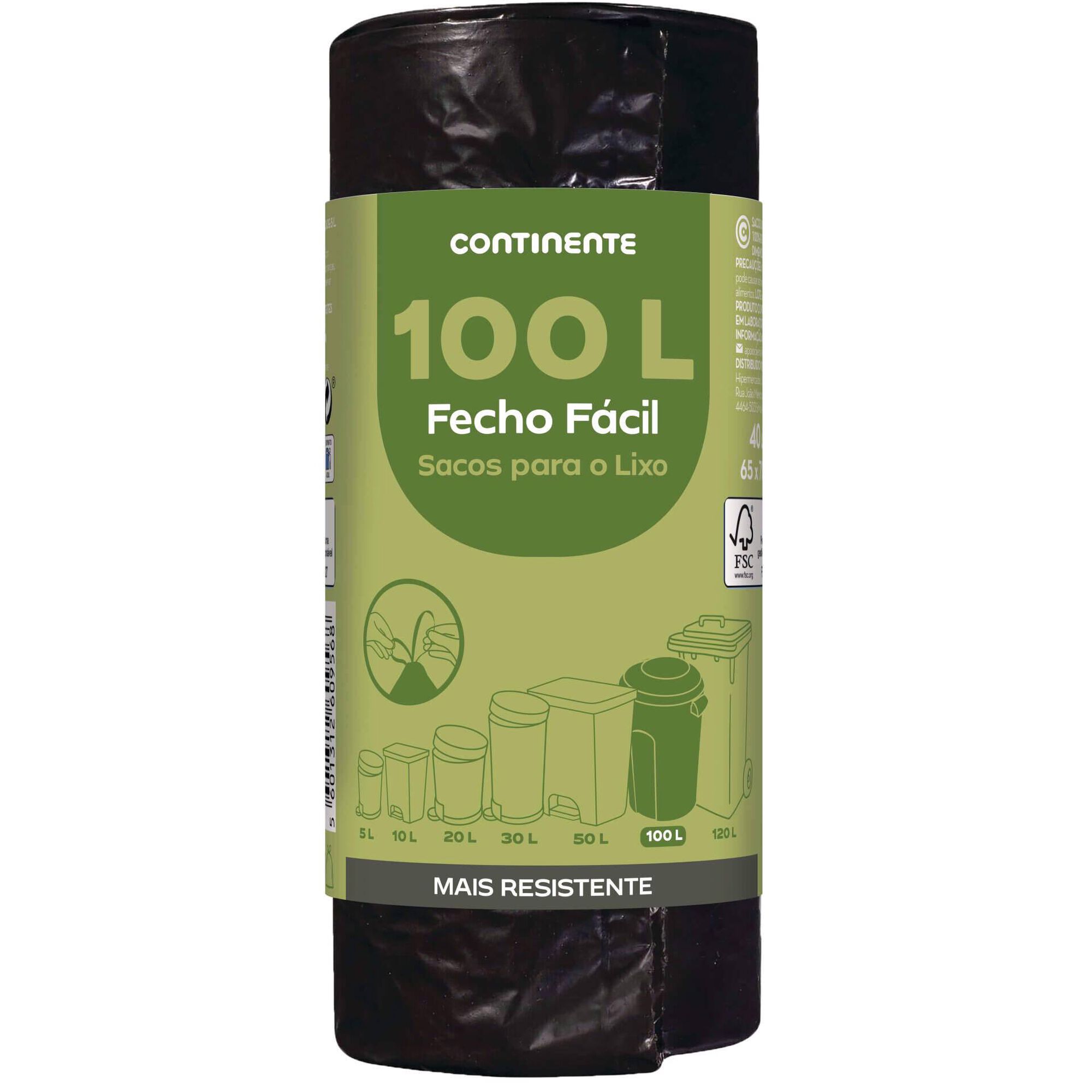 Sacos Lixo Fecho Fácil 100 lt