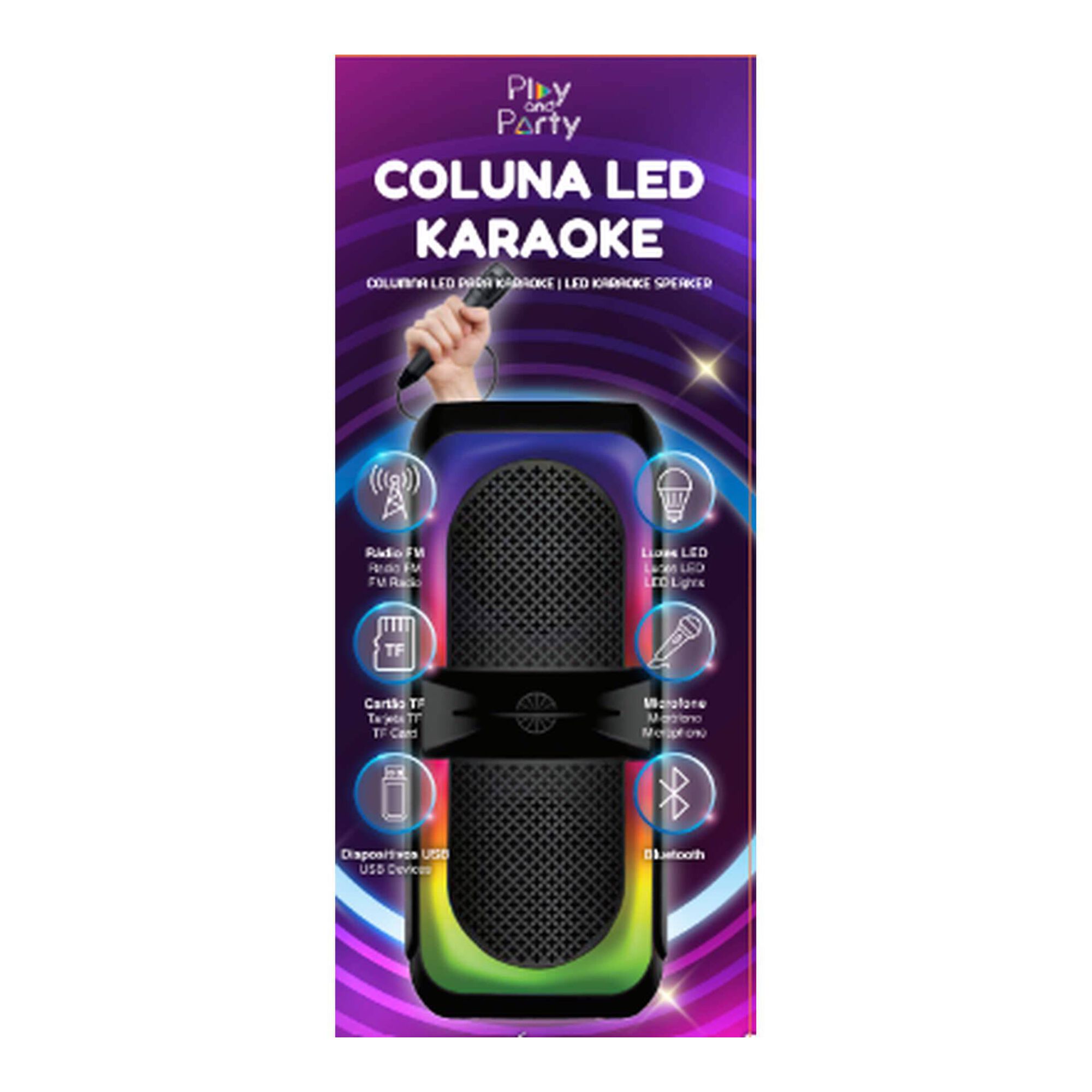 Coluna Karaoke com LED Play & Party