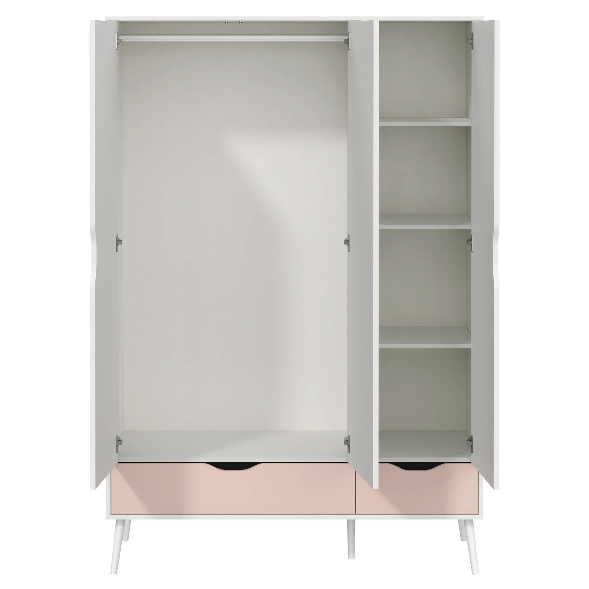 Roupeiro 3 Portas e 2 Gavetas 135x200x540cm Rosa Dream Lourini