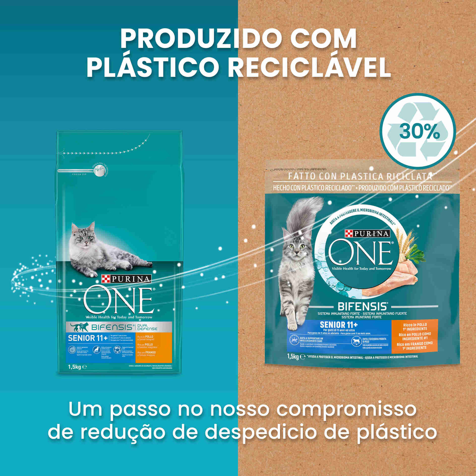 Ra&ccedil;&atilde;o para Gato S&eacute;nior Mini Frango Purina One