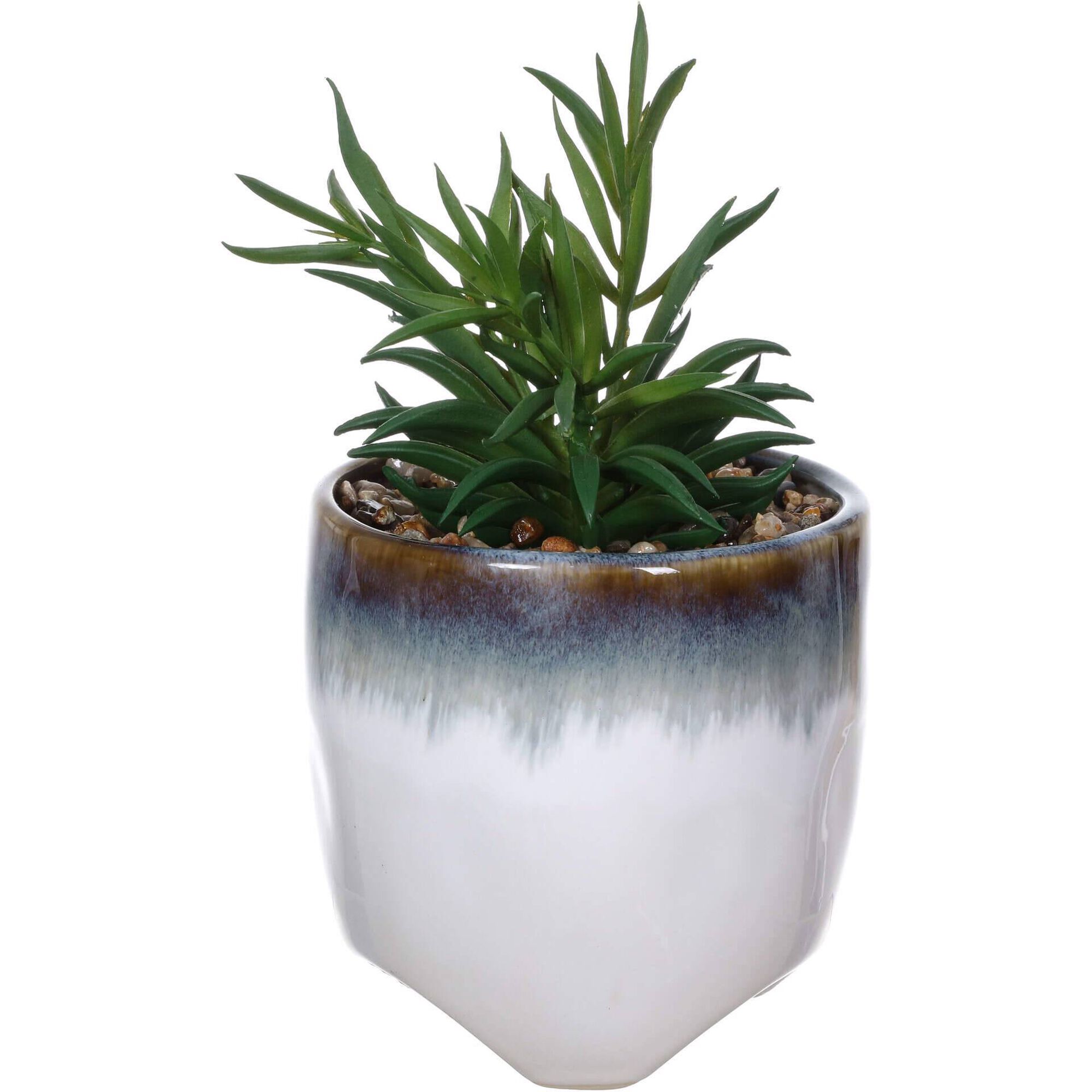Planta Artificial com Vaso Degrad&ecirc; 11x29cm Azul Kasa