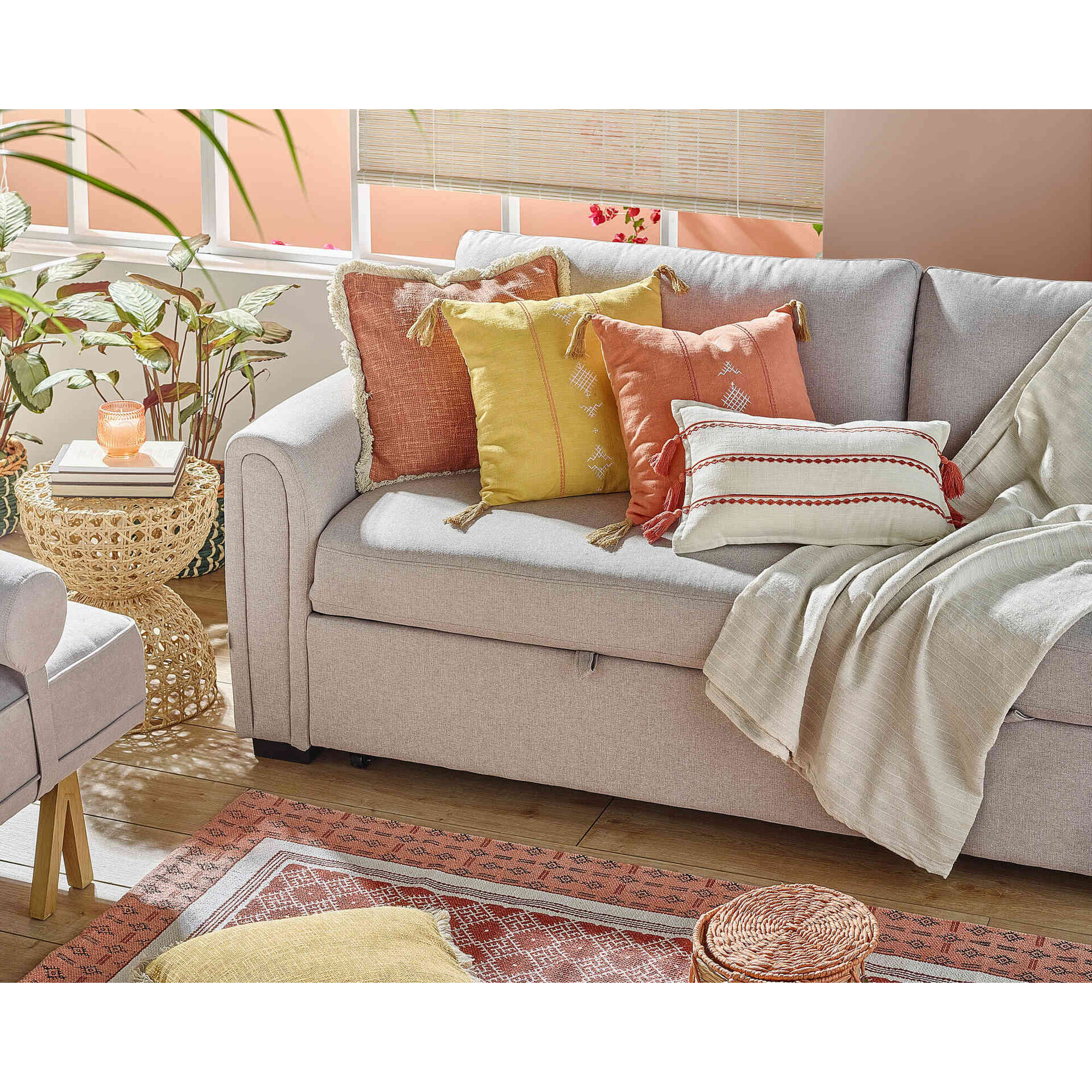 Almofada 45x45cm Terracota Franjas Almofada 45x45cm Terracota Franjas