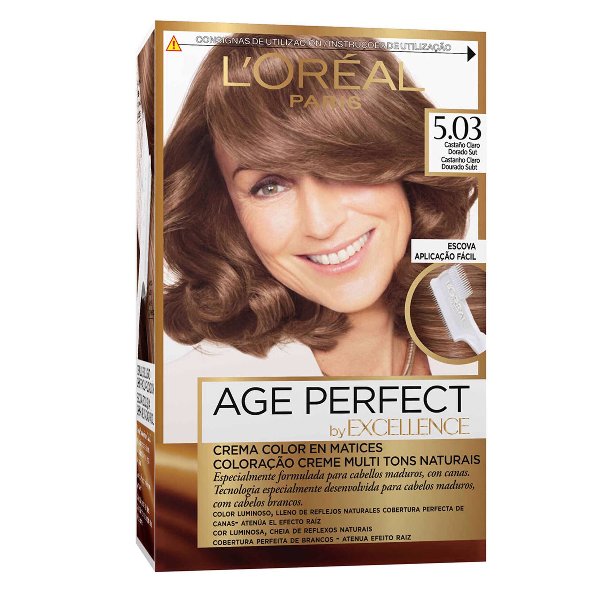 Coloração Permanente Excellence Age Perfect Castanho Claro 5.03 Coloração Permanente Excellence Age Perfect Castanho Claro 5.03