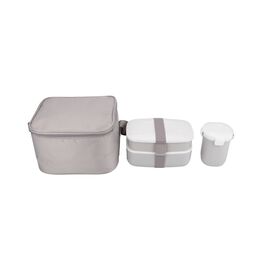 Conjunto Saco T&eacute;rmico Tiracolo e 3 Caixas Cinza 4 My Lunch Kasa