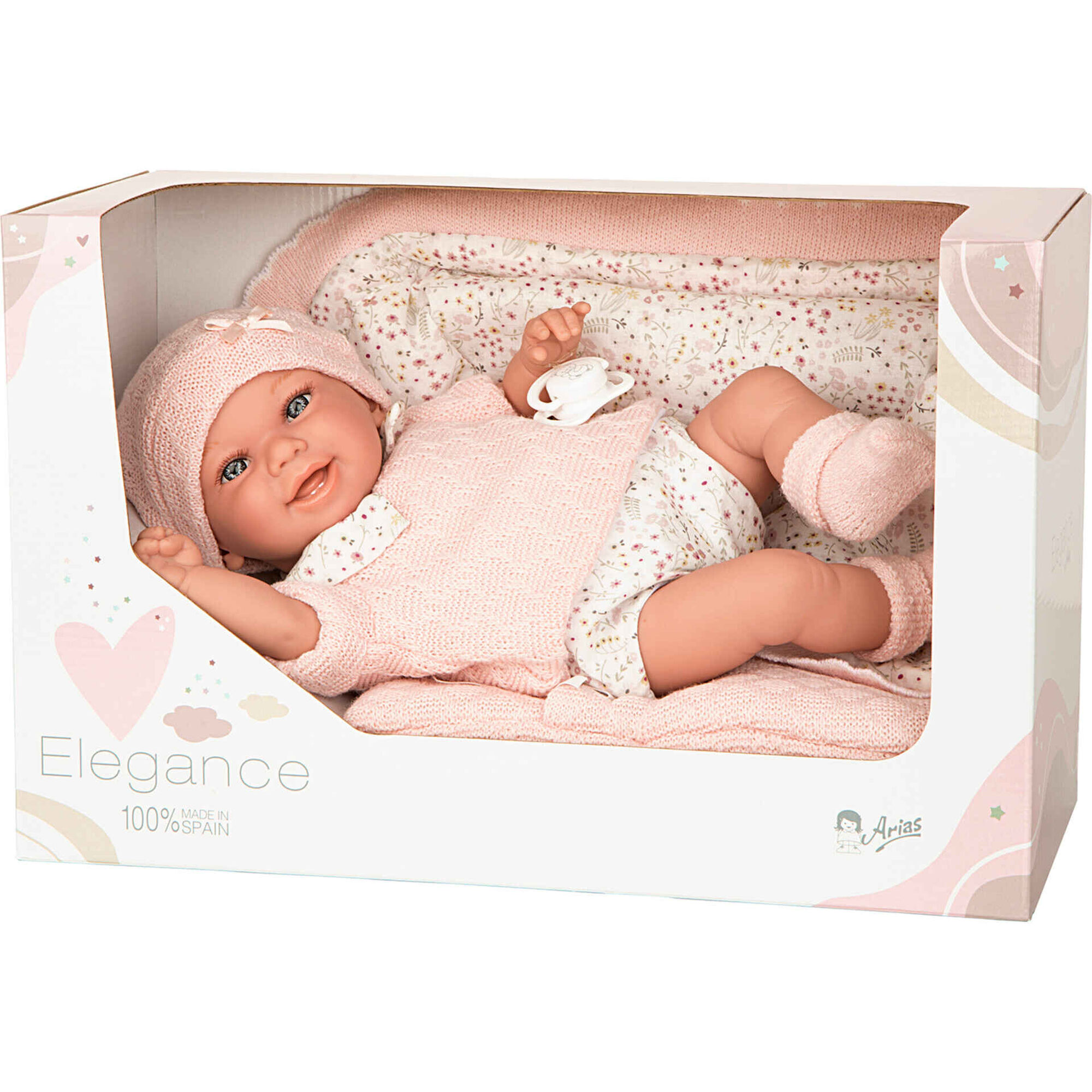 Reborn - Beb&eacute; Elegance Babyto Rosa 35cm com Manta