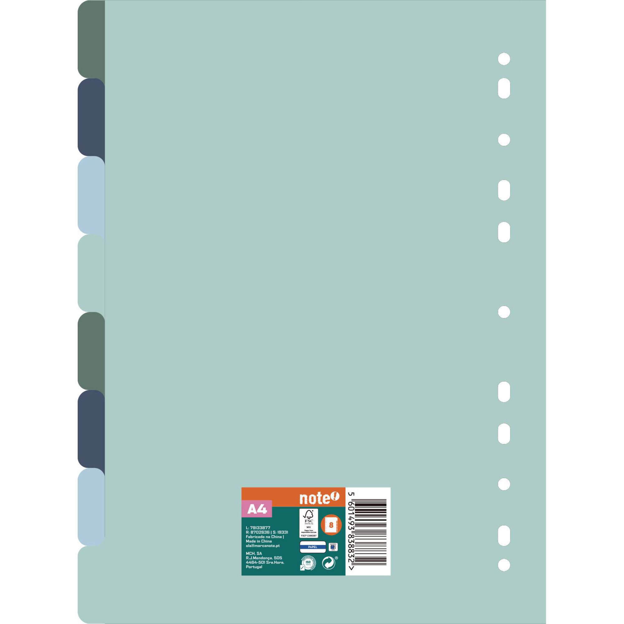 Separador de Cart&atilde;o A4 com 8 Divis&oacute;rias Note!