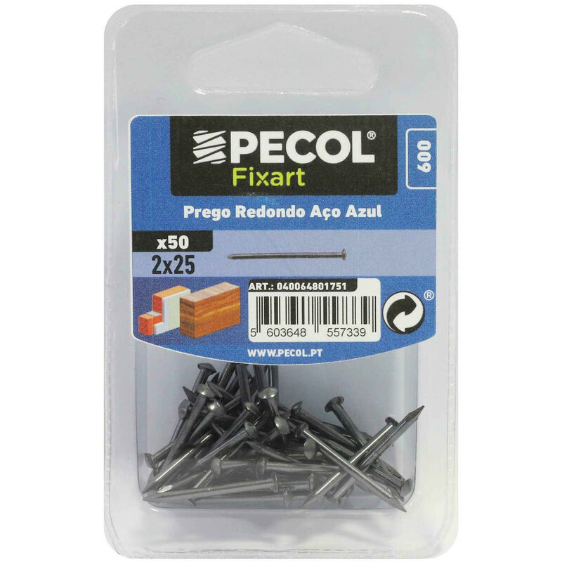 Prego Redondo Aço Azul 2x25 Pecol
