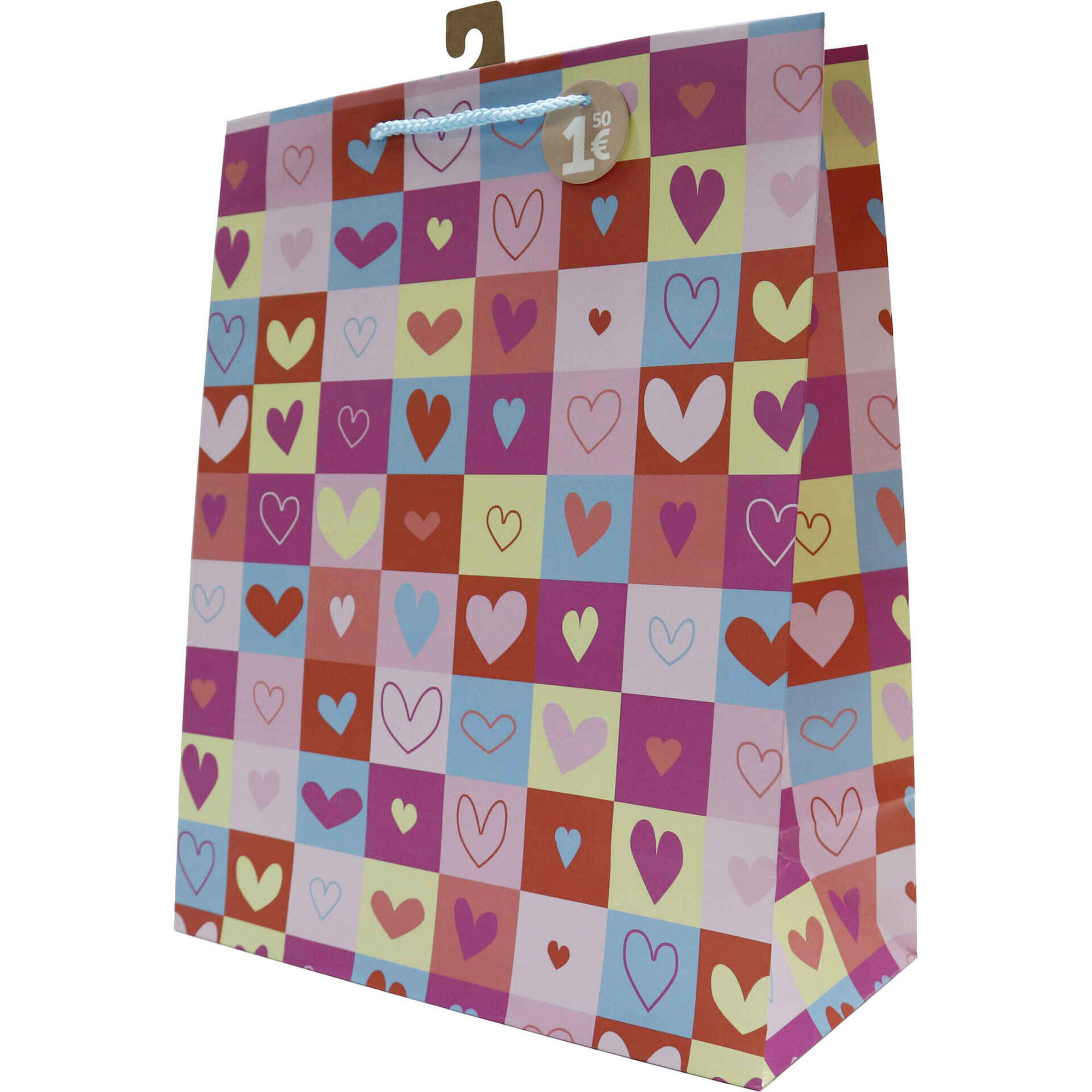 Saco para Presentes Color Hearts 35x28x14cm