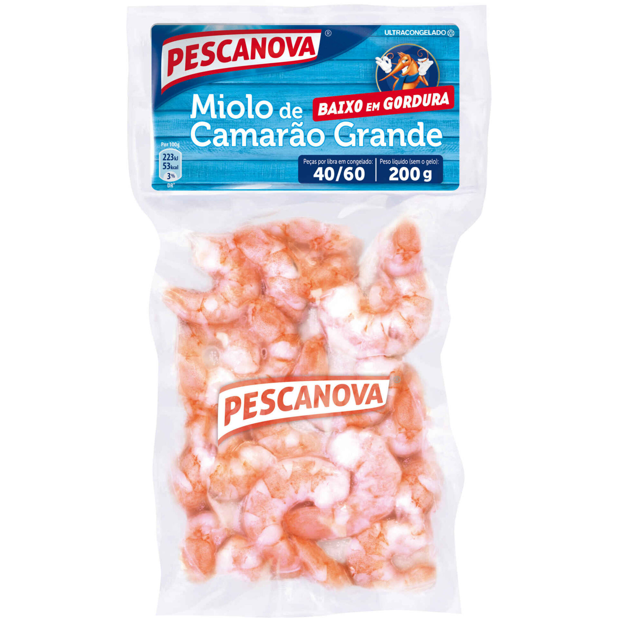 Miolo de Camarão Grande 40/60 Ultracongelado