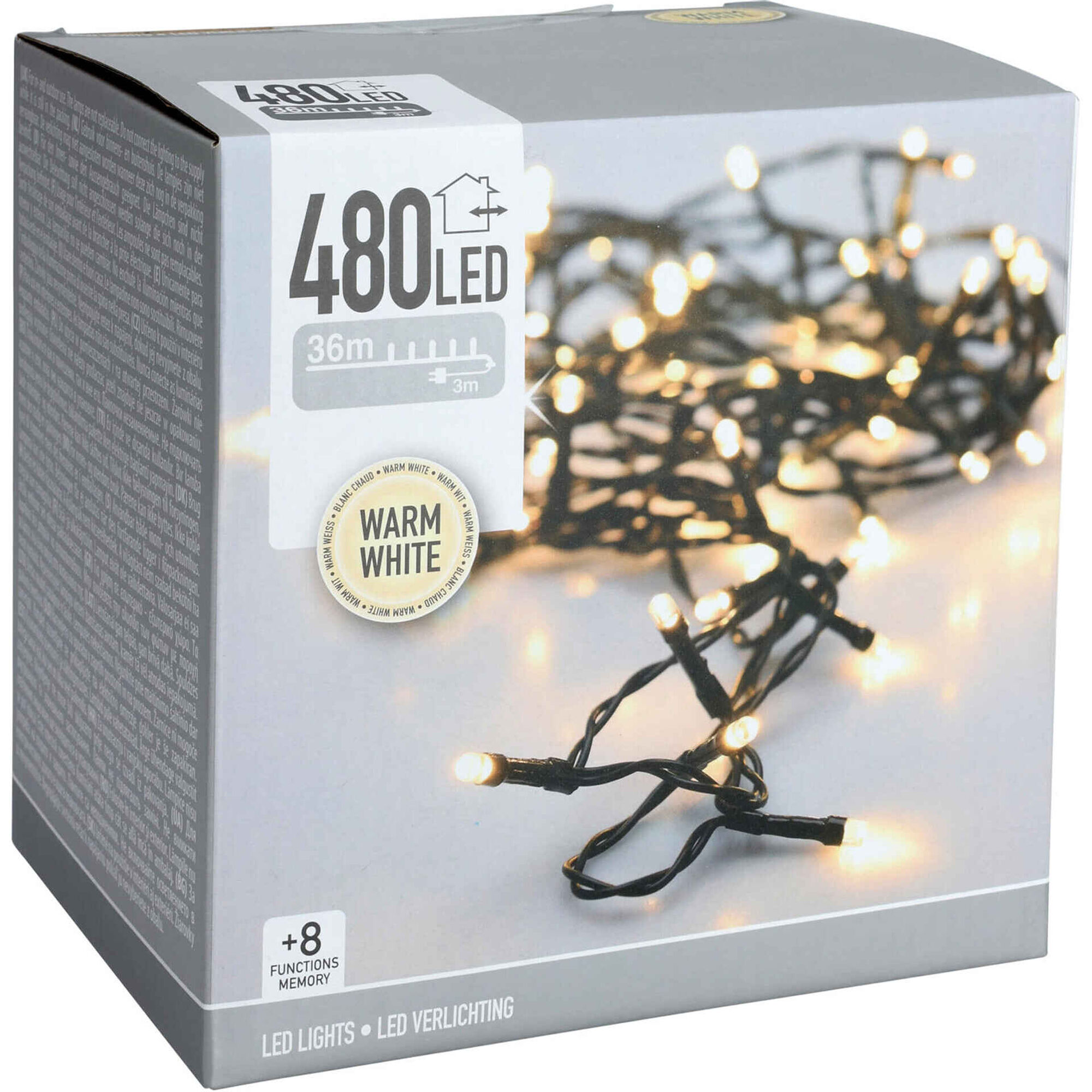 Conjunto 480 Luzes Led Branco Quente 8 Fun&ccedil;&otilde;es