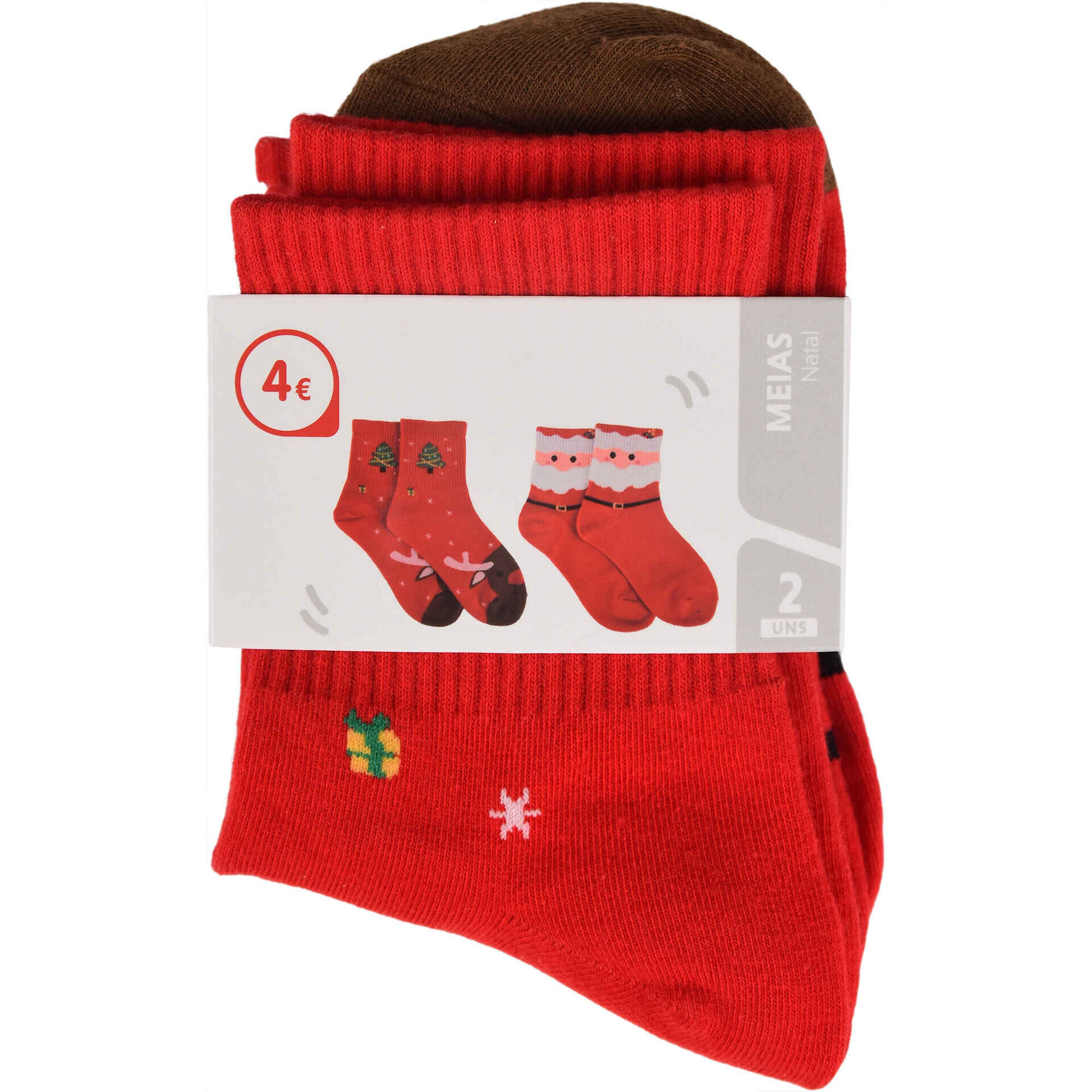 Conjunto 2 Pares Meias Natal Bazar&atilde;o