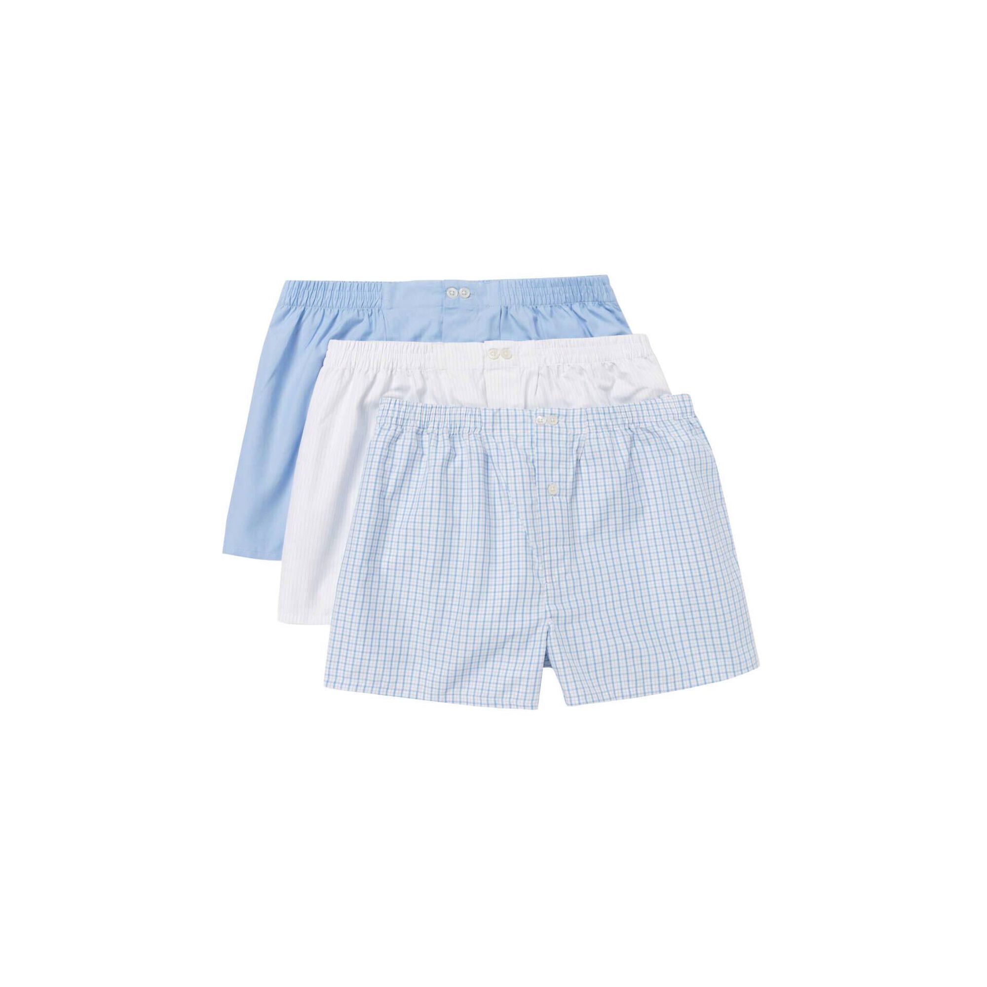 Boxers Homem Algod&atilde;o Branco e Azul