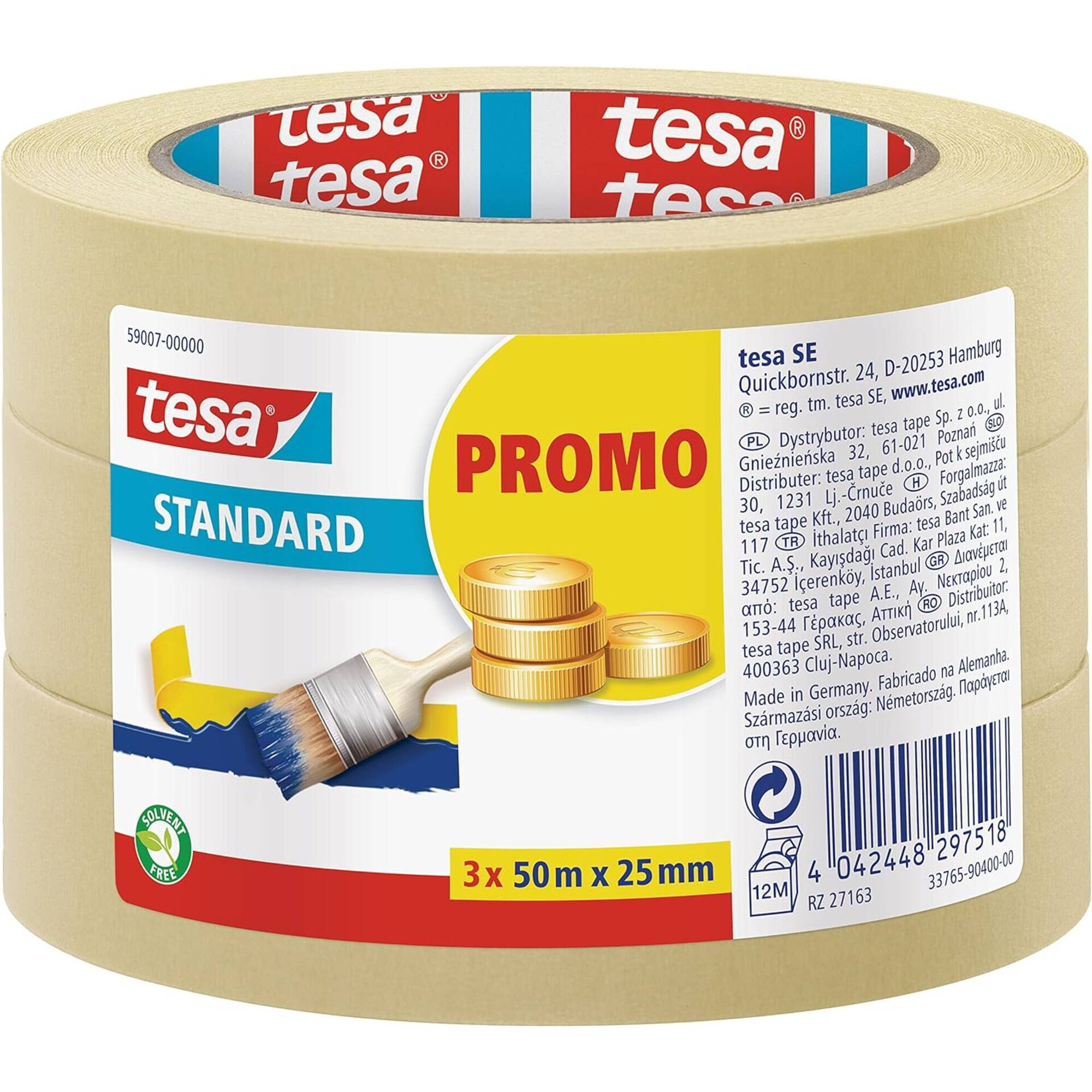 Conjunto 3 Fitas de Pintura 25mmx50mts Conjunto 3 Fitas de Pintura 25mmx50mts