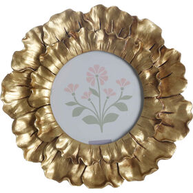 Moldura Redonda Dourada Flor