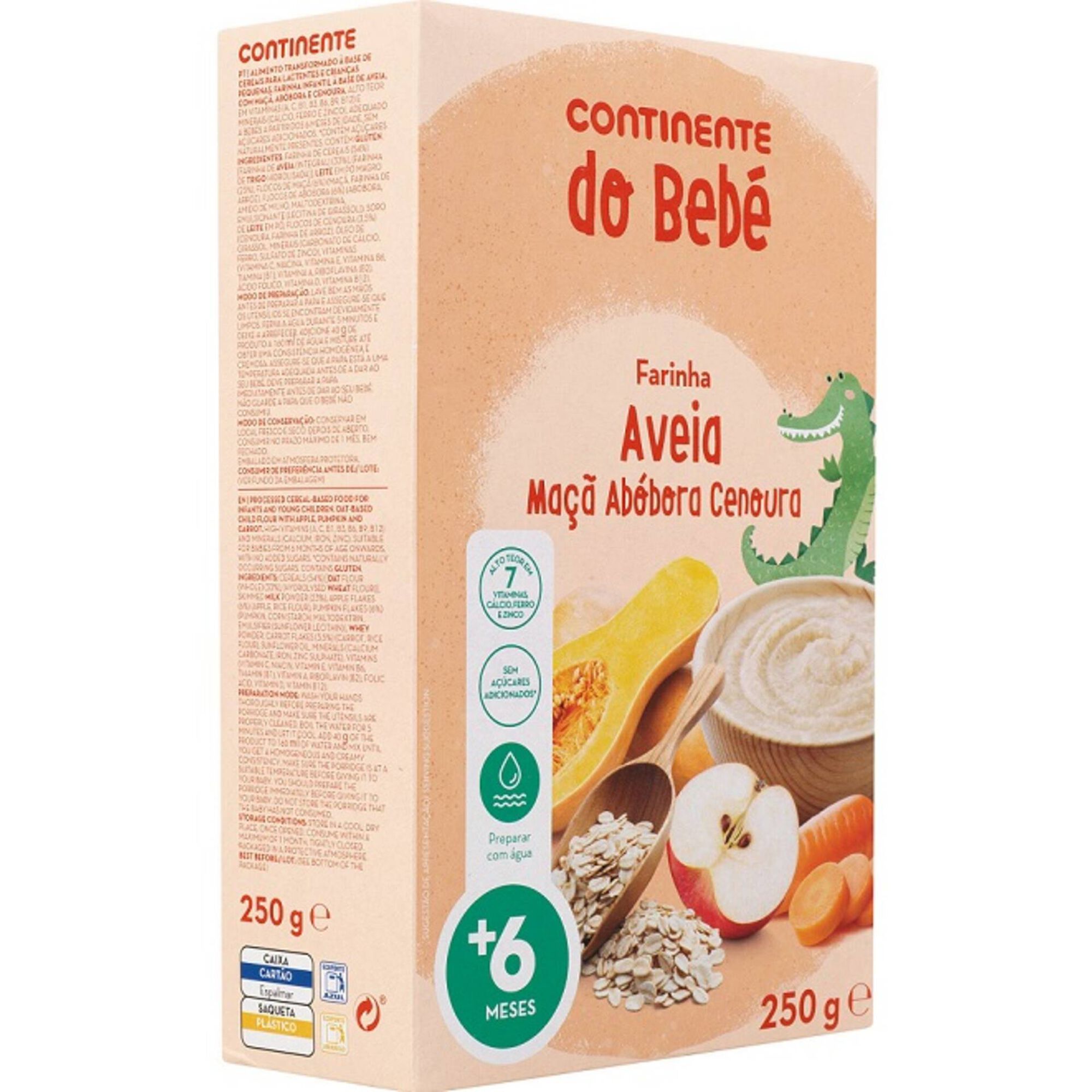 Infantil Farinha Láctea Aveia, Maçã, Abóbora e Cenoura +6M Infantil Farinha Láctea Aveia, Maçã, Abóbora e Cenoura +6M