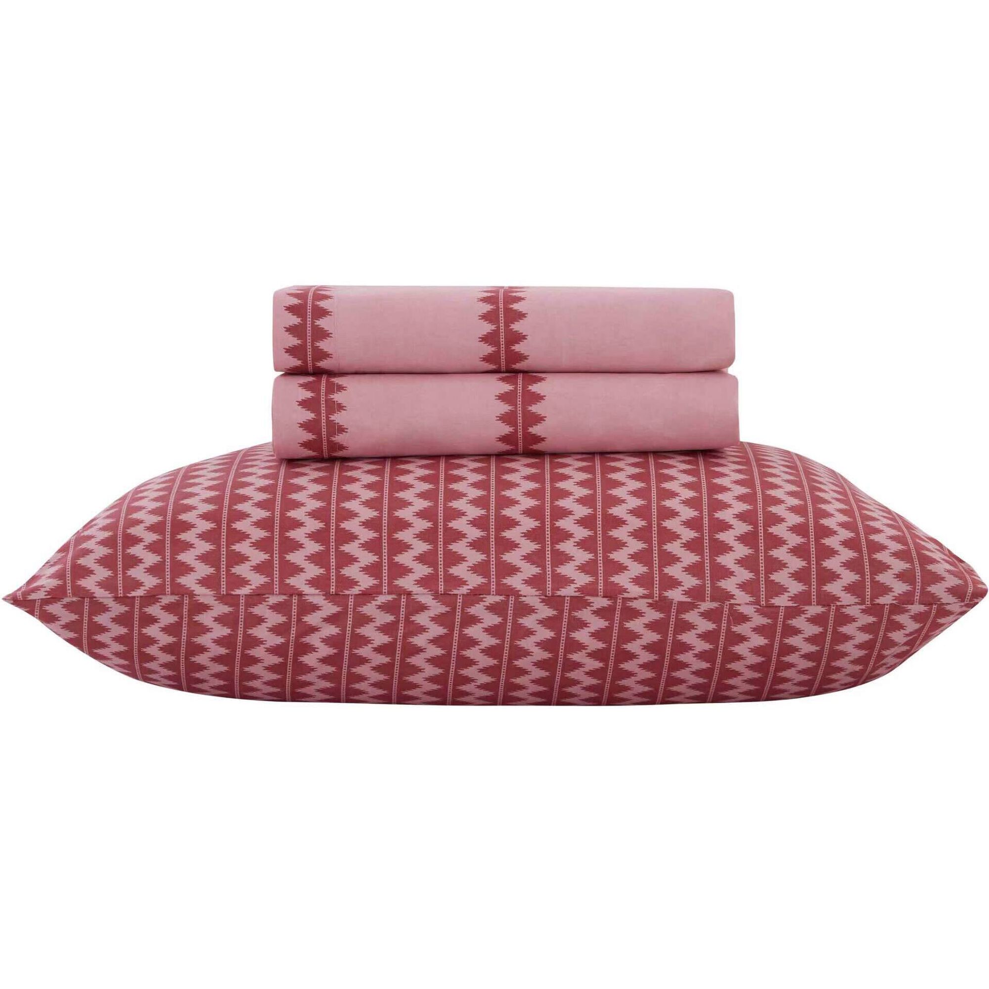 Conjunto de Len&ccedil;&oacute;is 270x160cm Microfibra Zigzag Rosa Jardim Secreto Kasa