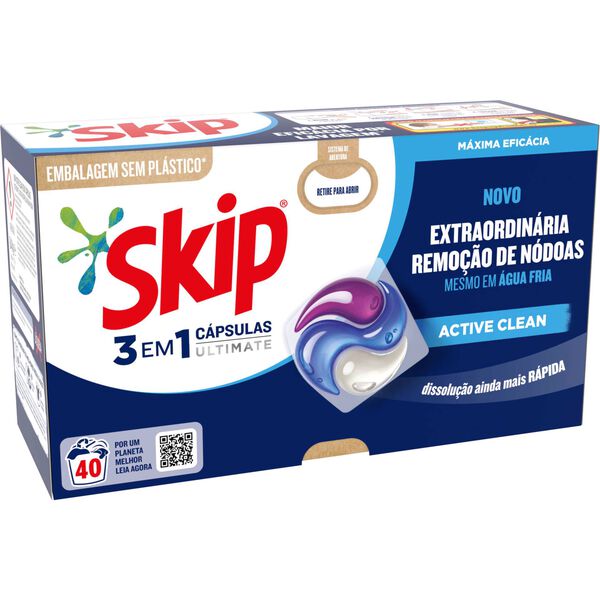 Detergente Máquina Roupa Cápsulas Active Clean Skip