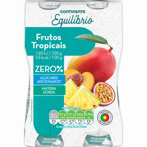Iogurte Líquido Magro Frutos Tropicais sem Açúcar Continente Equilíbrio