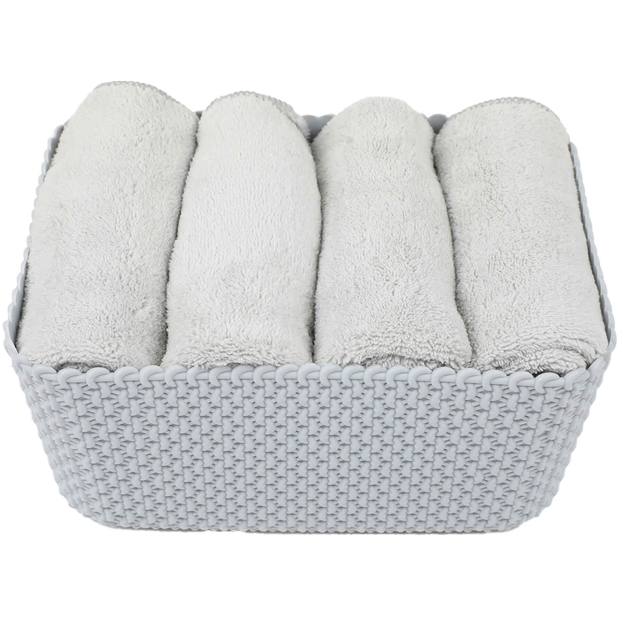 Conjunto de Cesto e 7 Toalhas de M&atilde;os Cinza