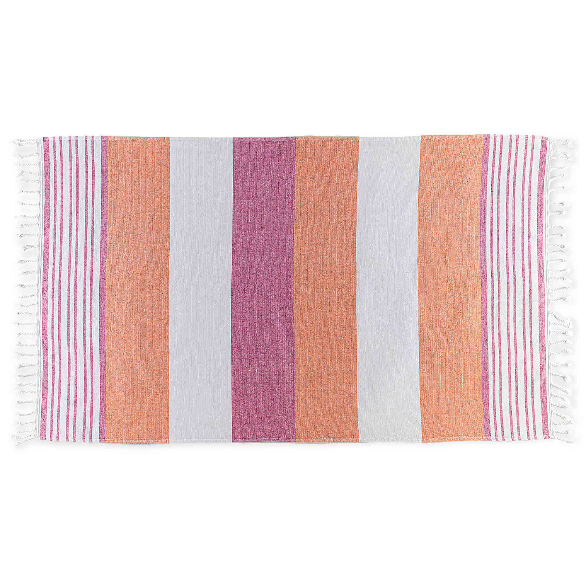 Toalha de Praia Riscas Rosa e Laranja Kasa