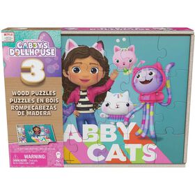Gabby's Dollhouse - Conjunto 3 Puzzles de Madeira 3 x 24 Pe&ccedil;as
