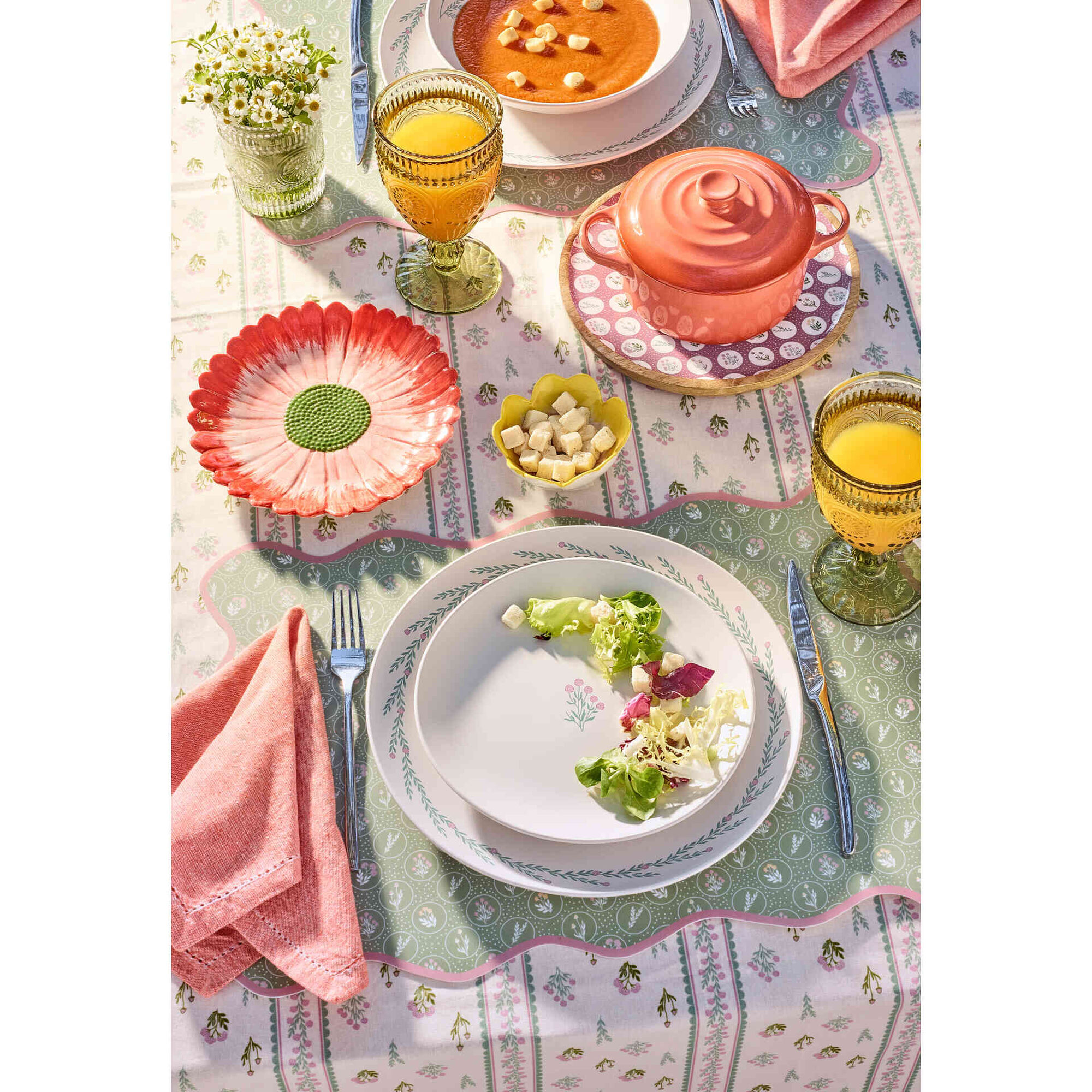 Conjunto 6 Cálices 35cl Flores Verde