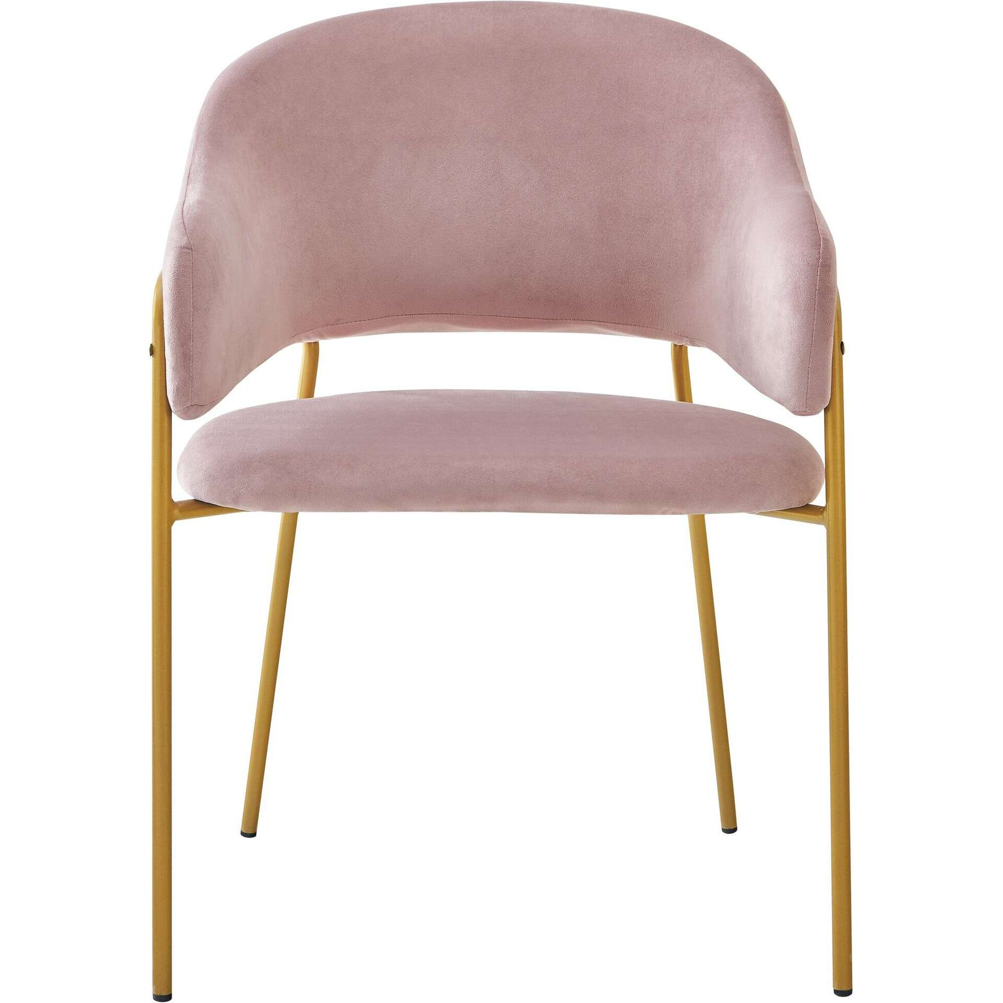 Cadeira Estofada com Bra&ccedil;os Rosa Torino Kasa