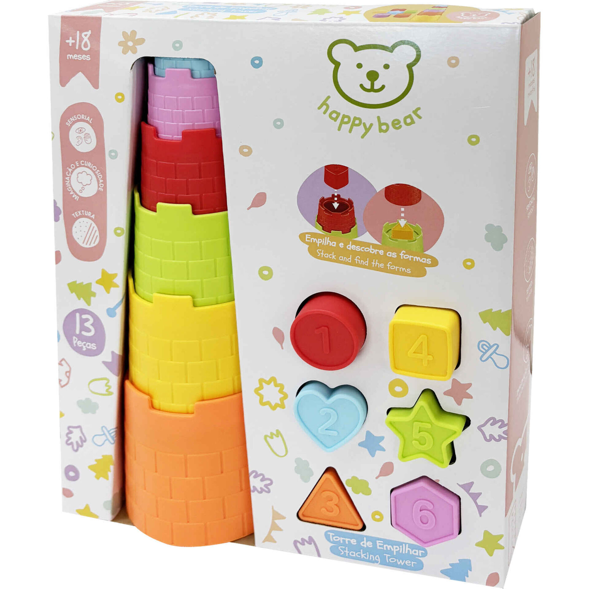 Zoko Happy Bear - Torre de Empilhar com Formas 13 Pe&ccedil;as